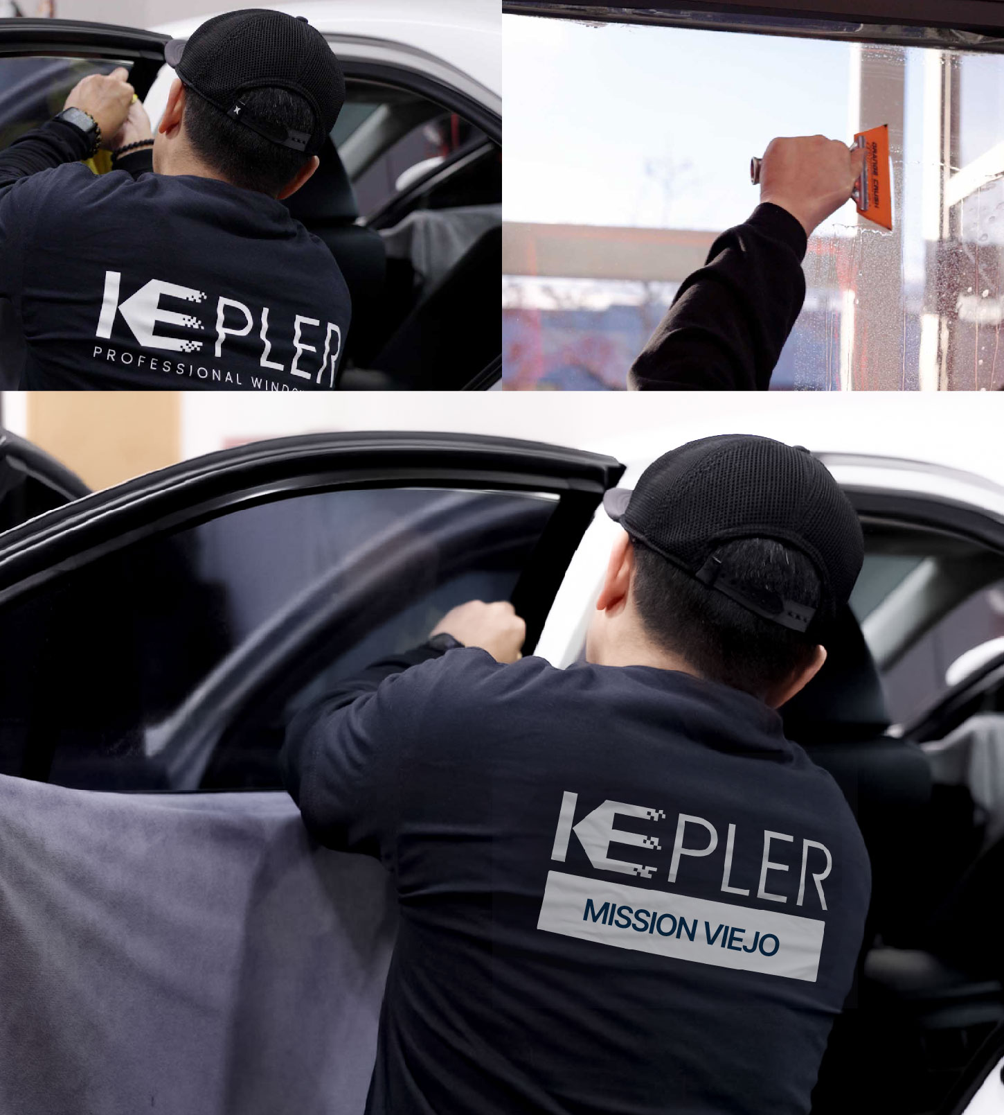 Automotive Window Tinting Expert Applying Film in Mission Viejo, California