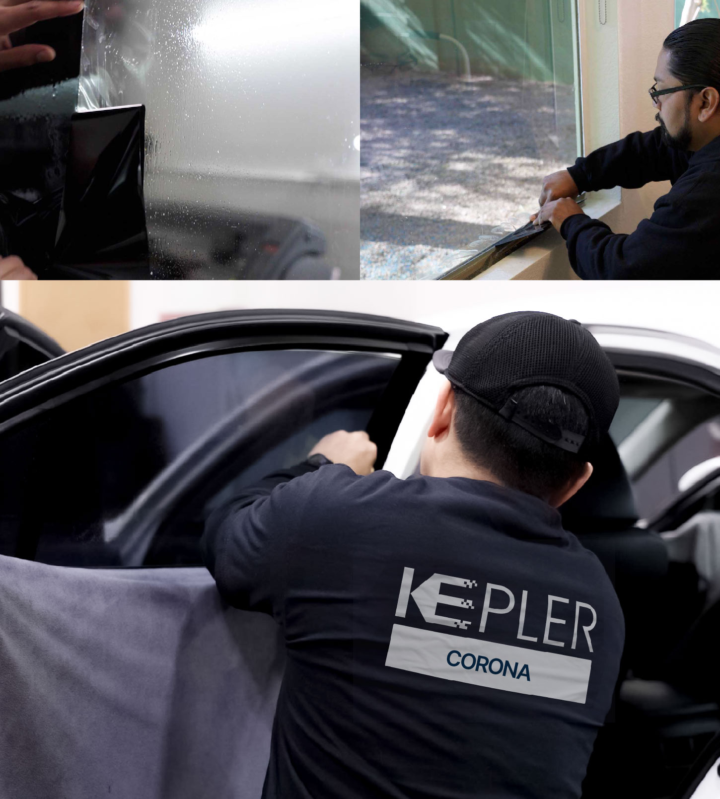 Automotive Window Tinting Expert Applying Film in Corona, California