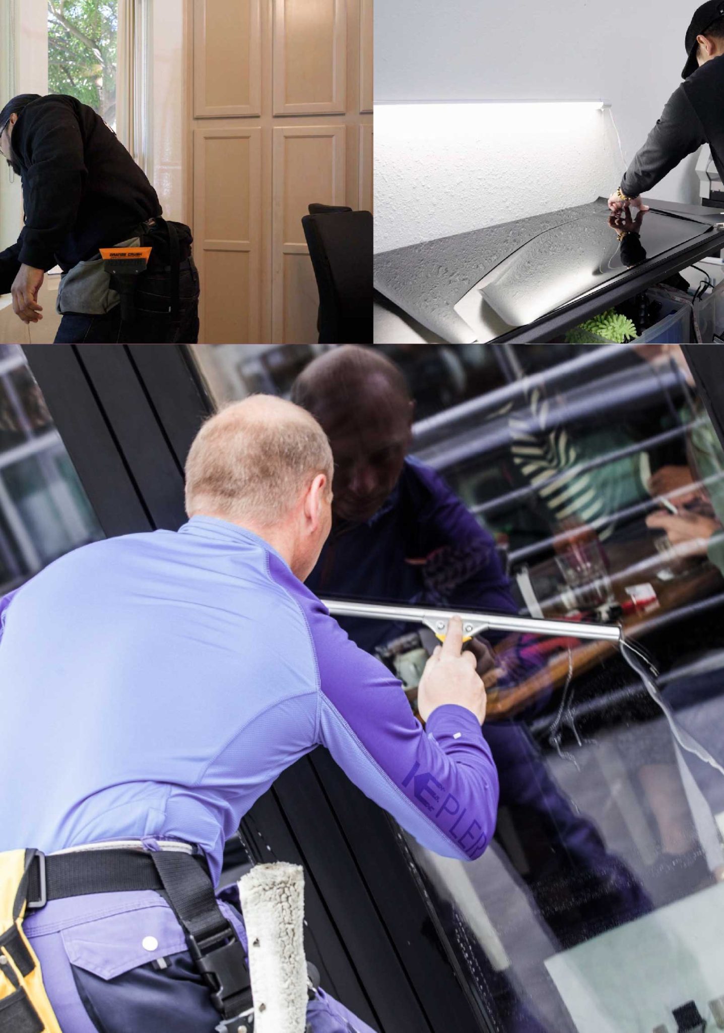 Kepler Professional Applying Anti-Graffiti Window Film to a Bedford Shop Front