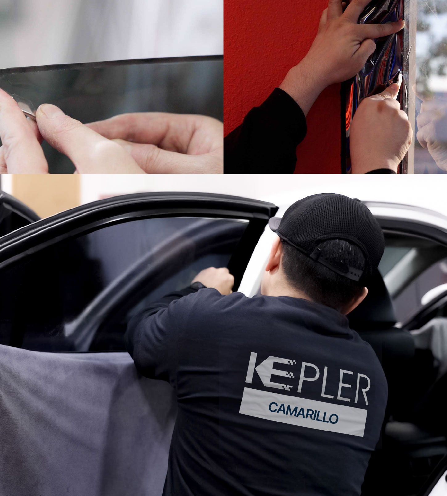 Automotive Window Tinting Expert Applying Film in Camarillo, California