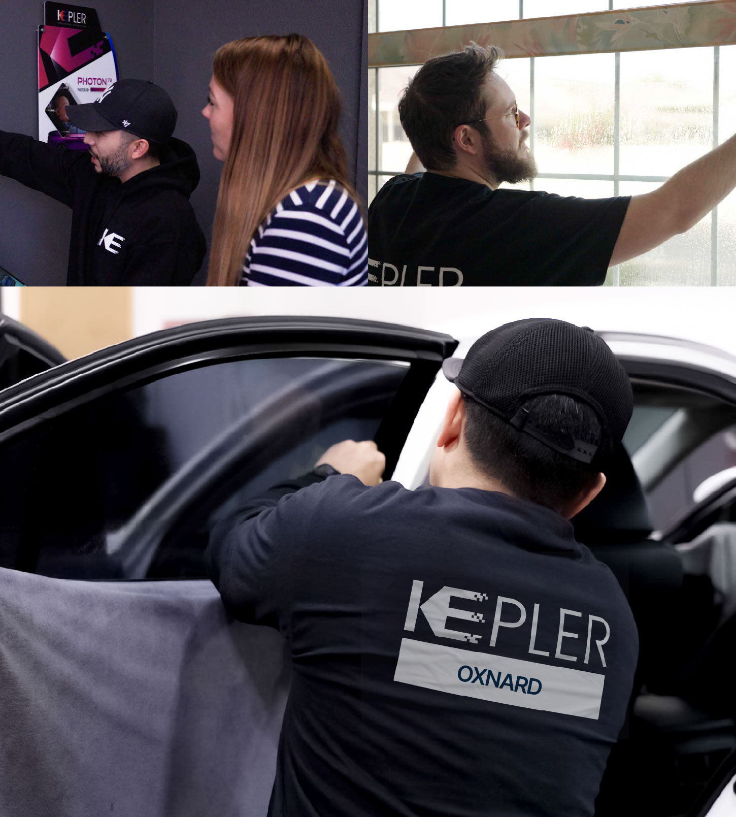 Automotive Window Tinting Expert Applying Film in Oxnard, California