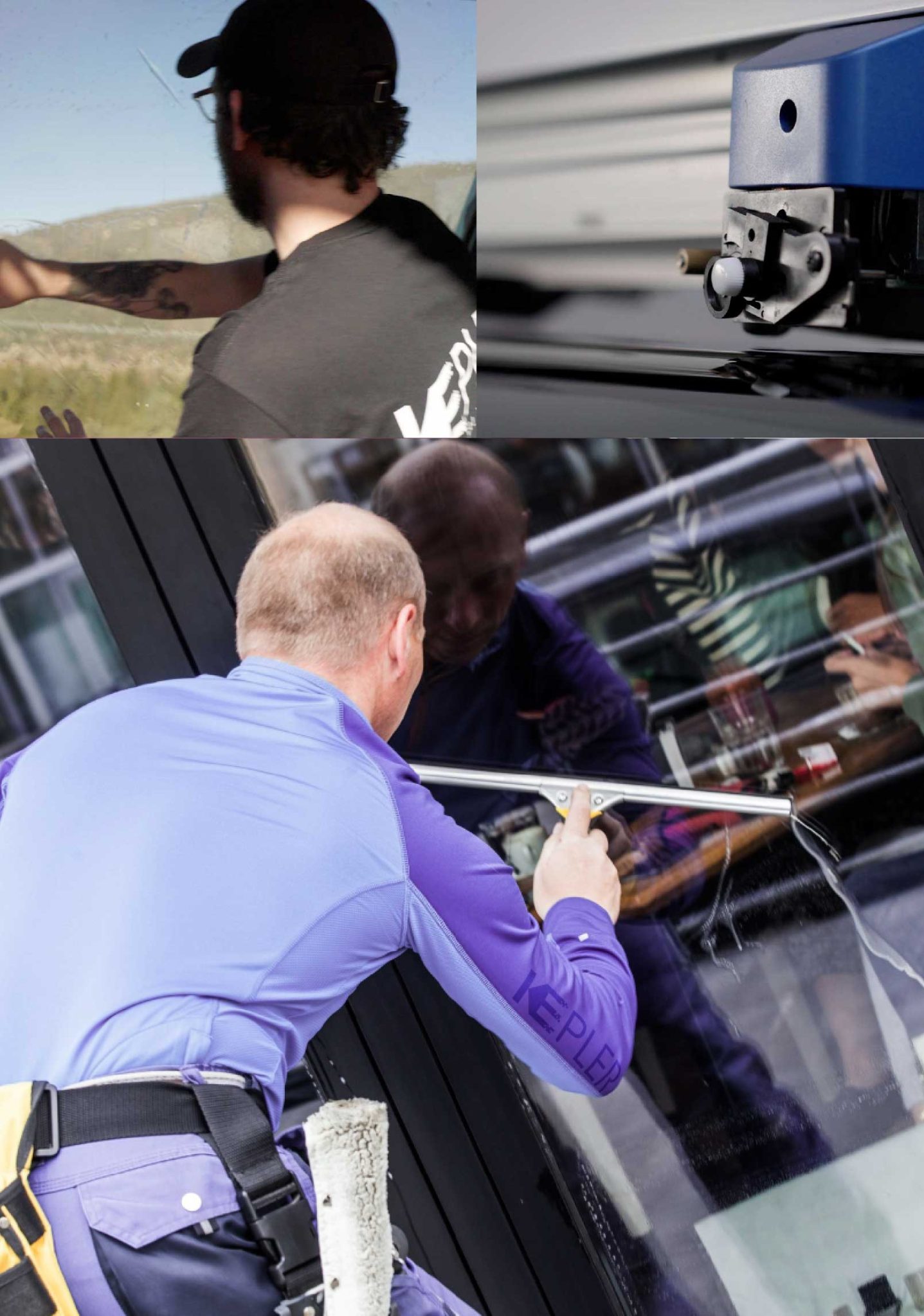 Kepler Skilled Applying Anti-Graffiti Window Film to a Biddeford Shop Front