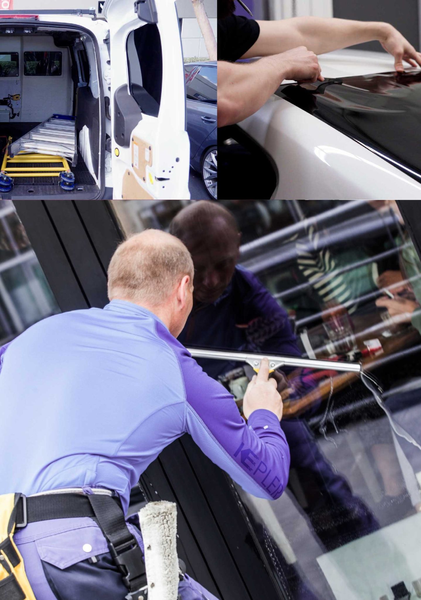 Kepler Professional Applying Anti-Graffiti Window Film to a Saco Shop Front