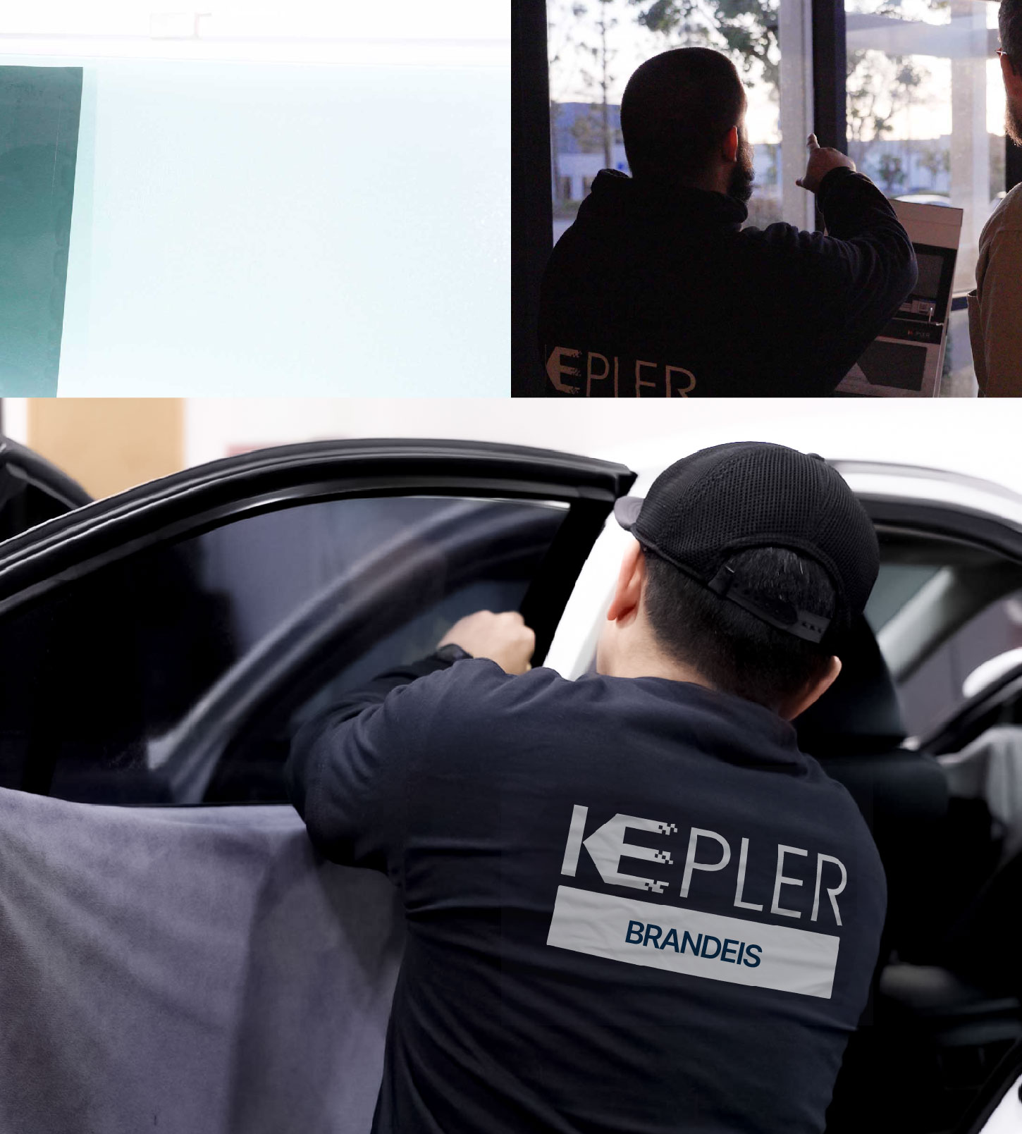 Automotive Window Tinting Expert Applying Film in Brandeis, California