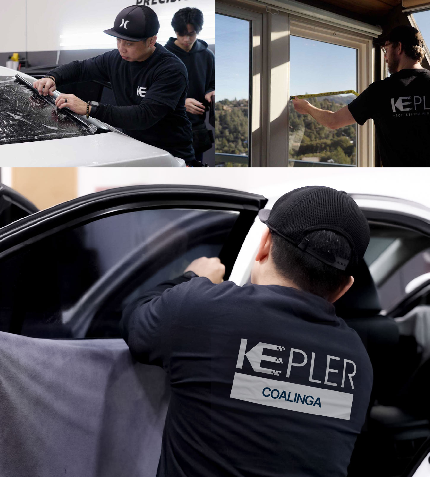 Automotive Window Tinting Expert Applying Film in Coalinga, California