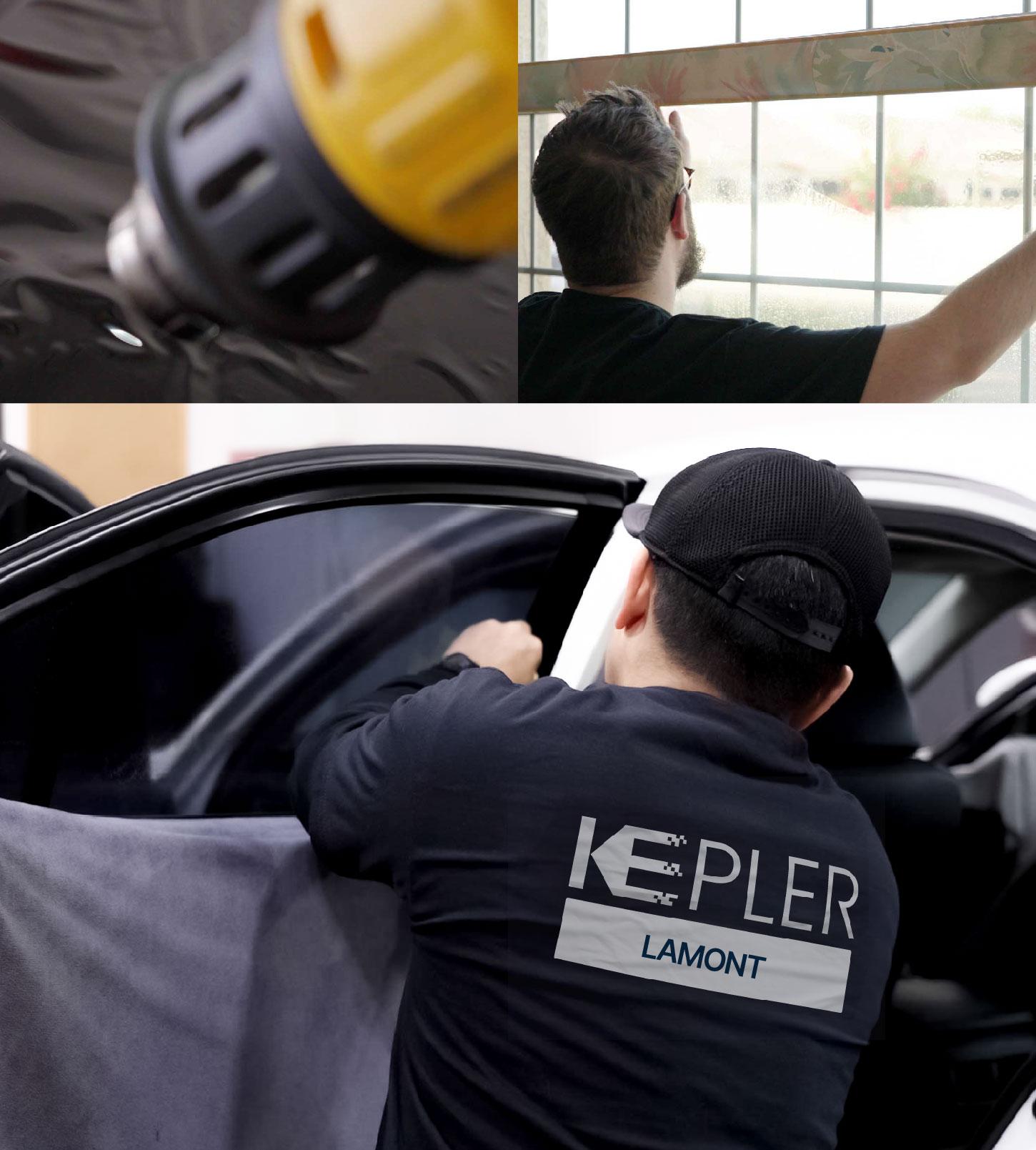 Automotive Window Tinting Expert Applying Film in Lamont, California