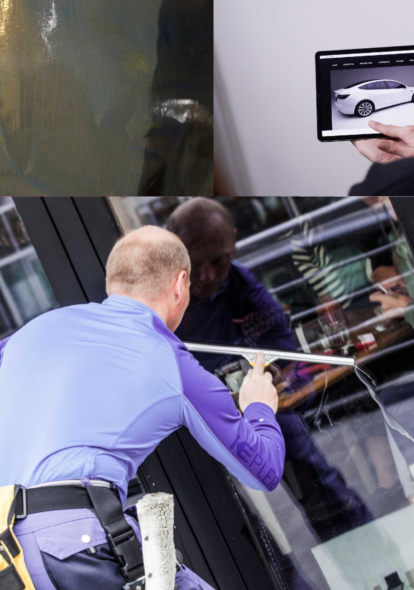 Kepler Professional Applying Anti-Graffiti Window Film to a Windsor Shop Front