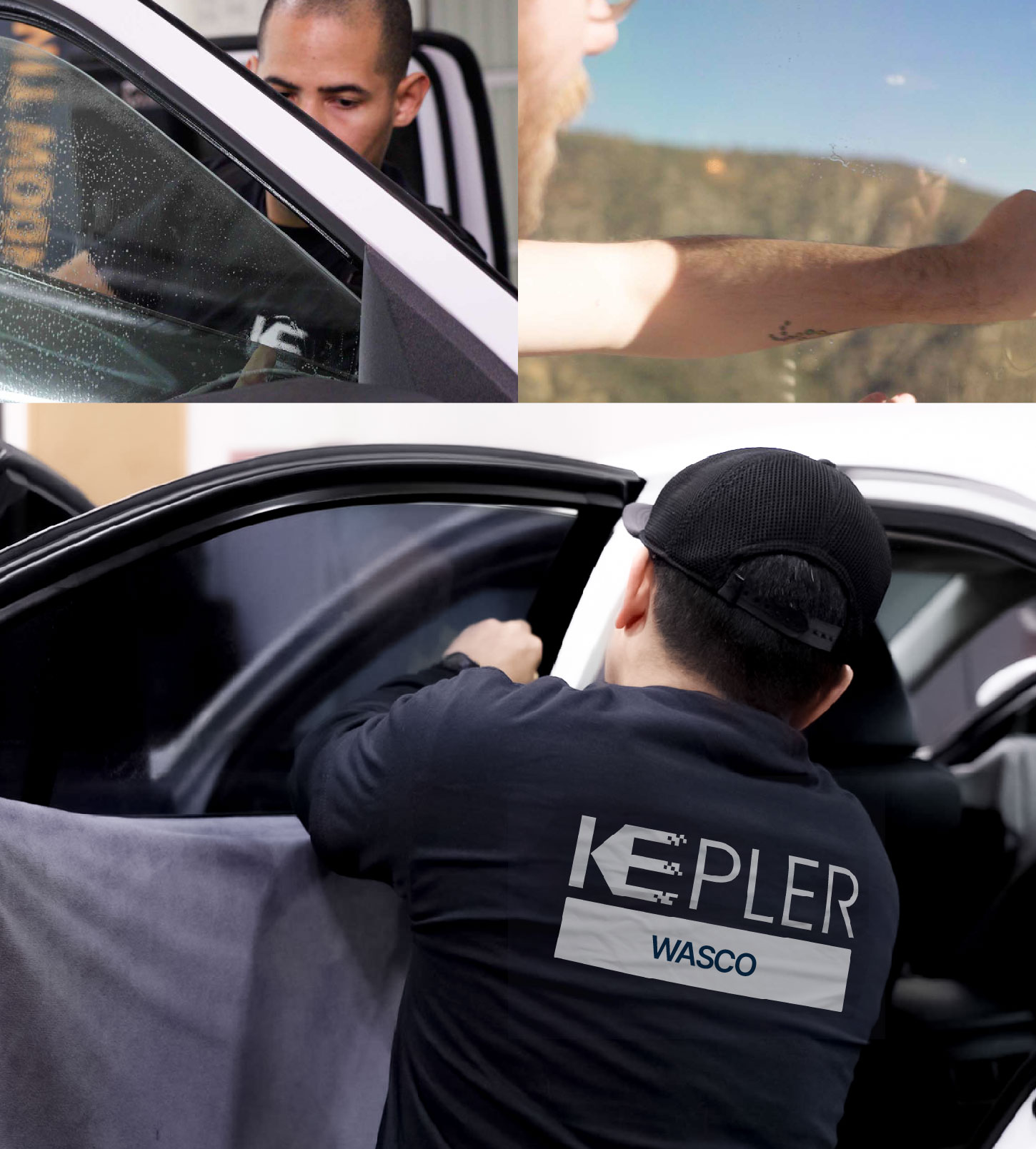Automotive Window Tinting Expert Applying Film in Wasco, California