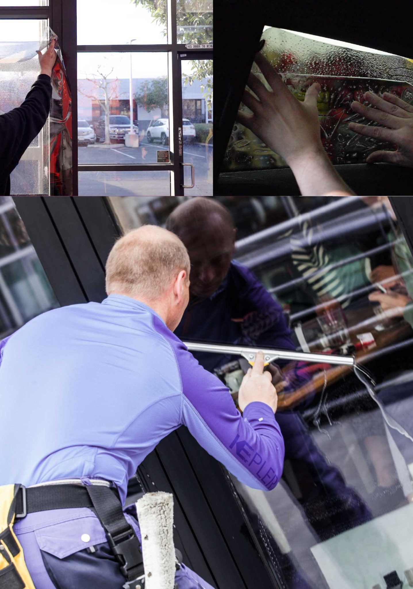 Kepler Professional Applying Anti-Graffiti Window Film to a Berlin Shop Front