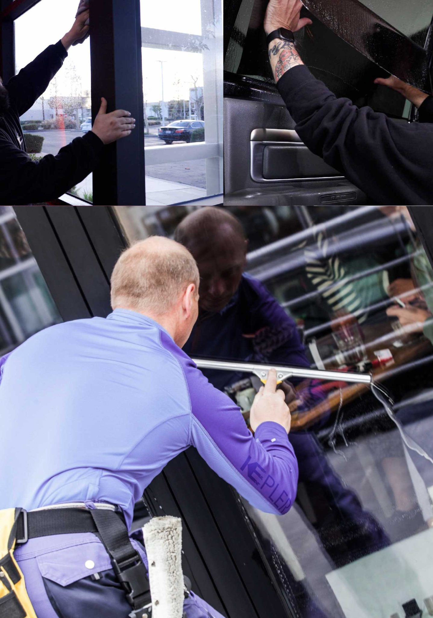 Kepler Professional Applying Anti-Graffiti Window Film to a Simsbury Shop Front