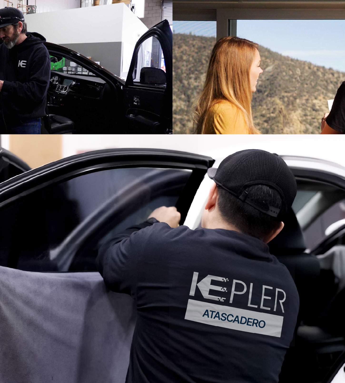 Automotive Window Tinting Expert Applying Film in Atascadero, California