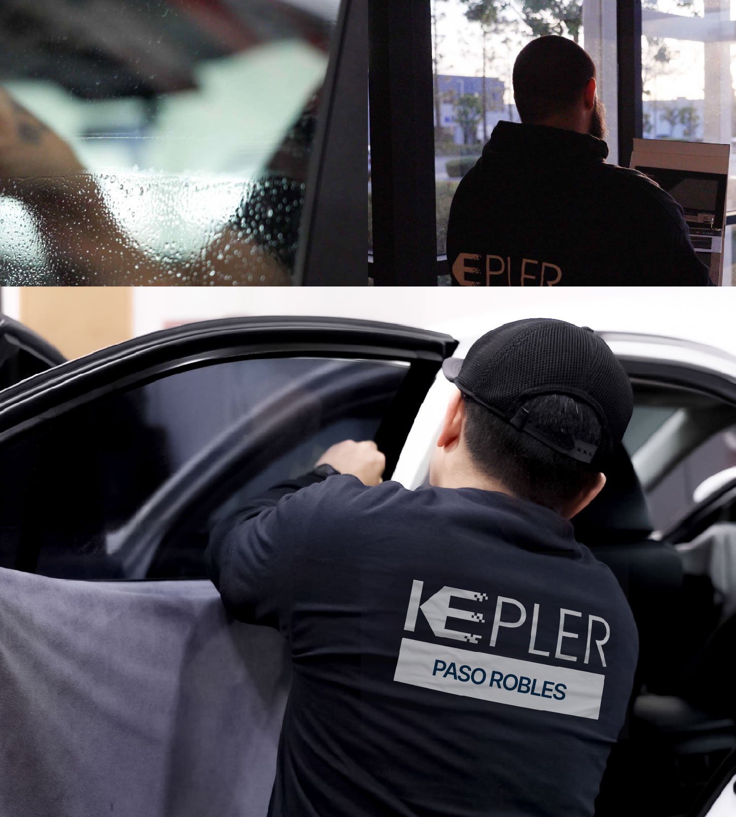 Automotive Window Tinting Expert Applying Film in Paso Robles, California