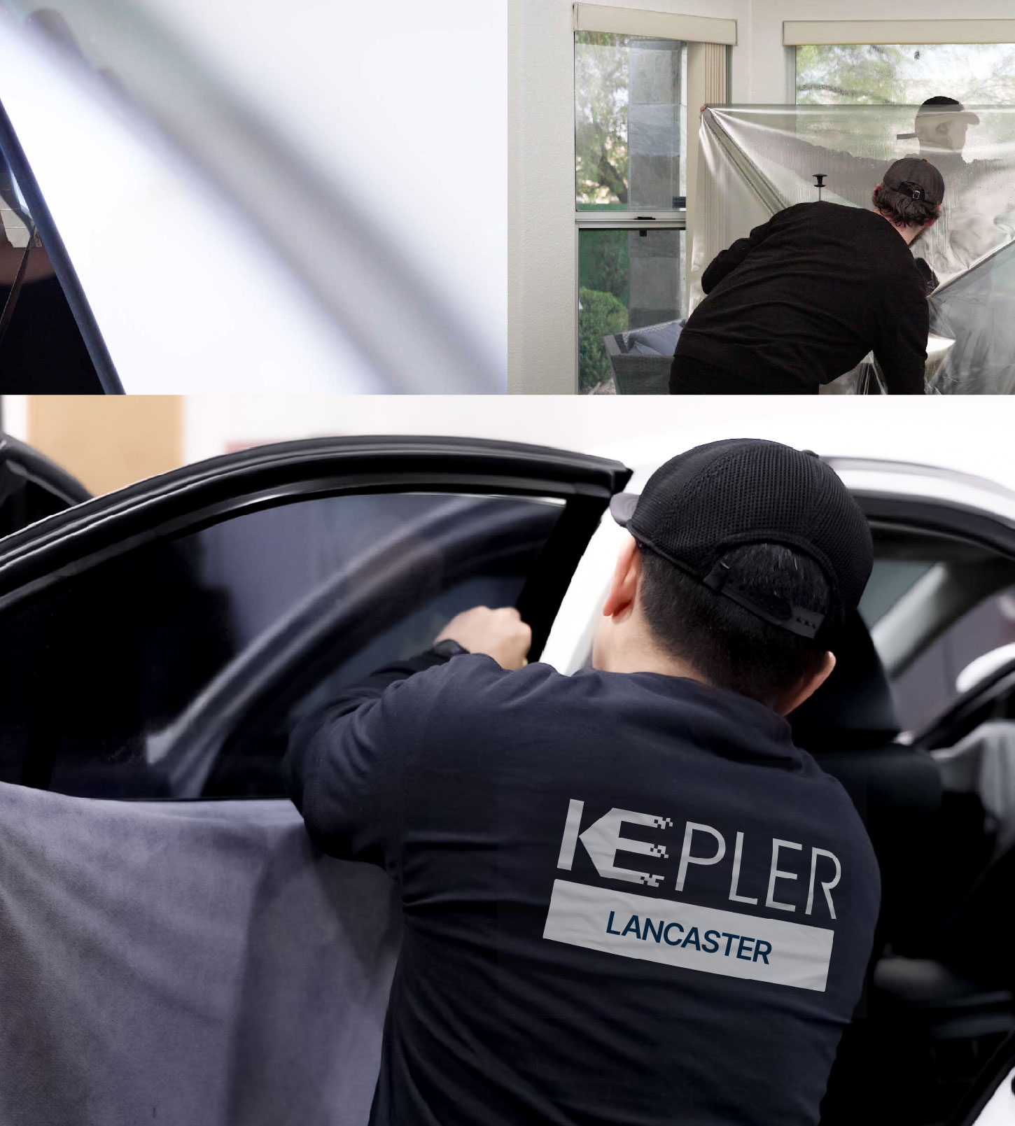 Automotive Window Tinting Expert Applying Film in Lancaster, California