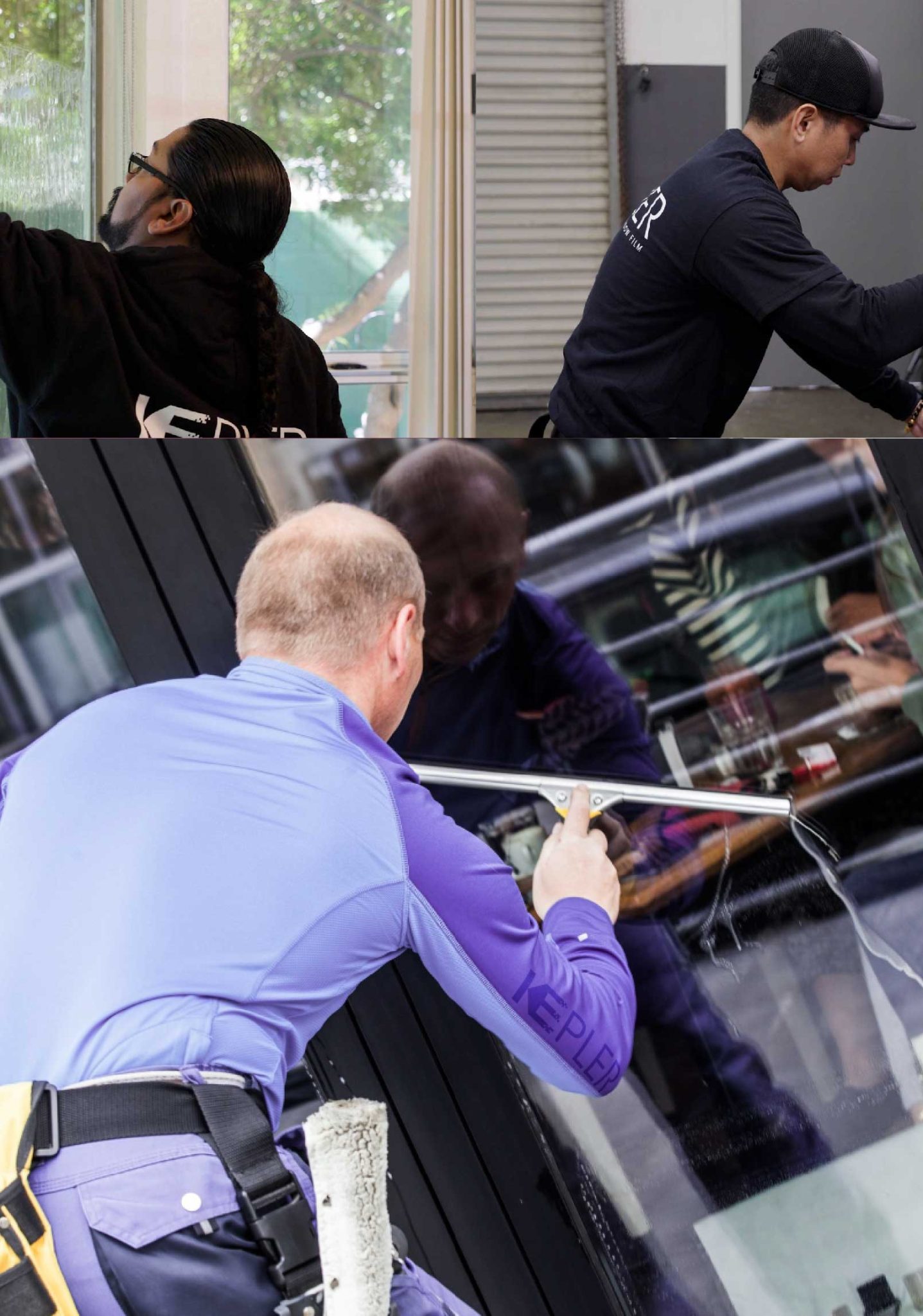 Kepler Professional Applying Anti-Graffiti Window Film to a West Hartford Shop Front