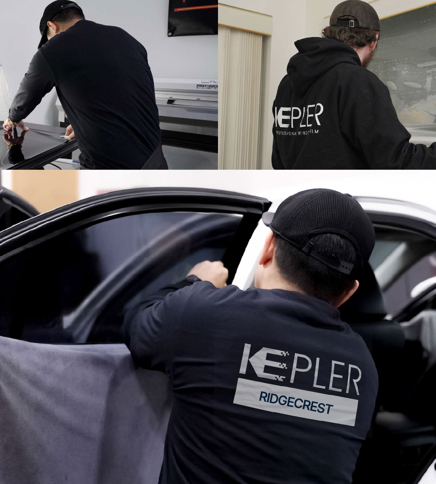 Automotive Window Tinting Expert Applying Film in Ridgecrest, California
