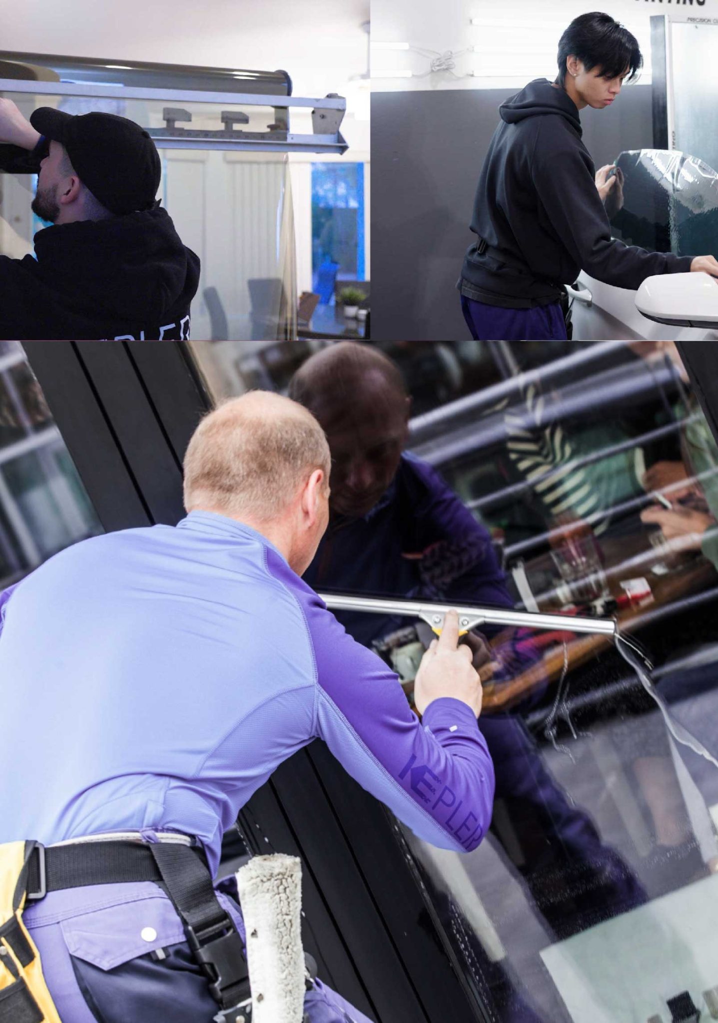 Kepler Skilled Applying Anti-Graffiti Window Film to a Seymour Shop Front