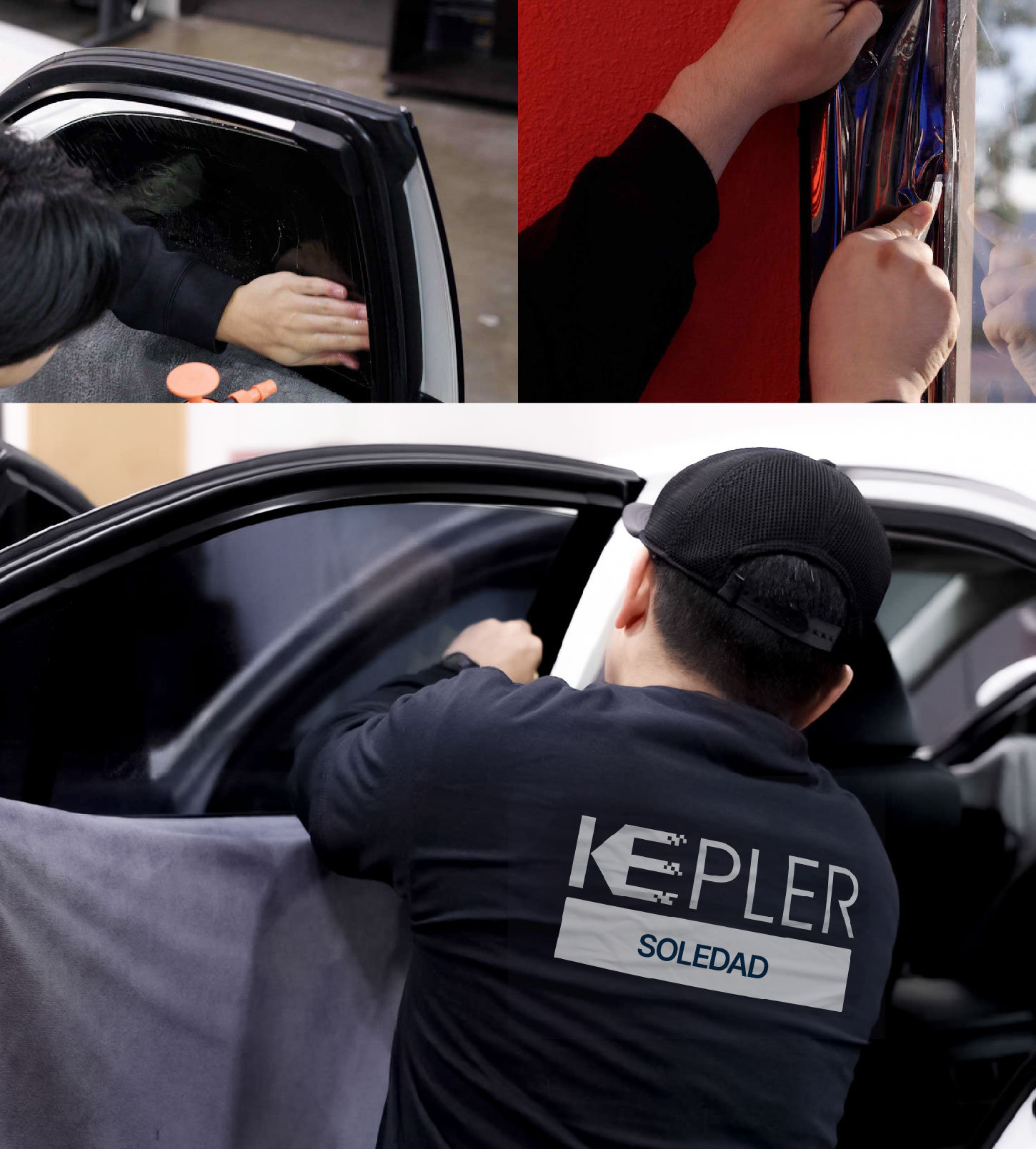 Automotive Window Tinting Expert Applying Film in Soledad, California