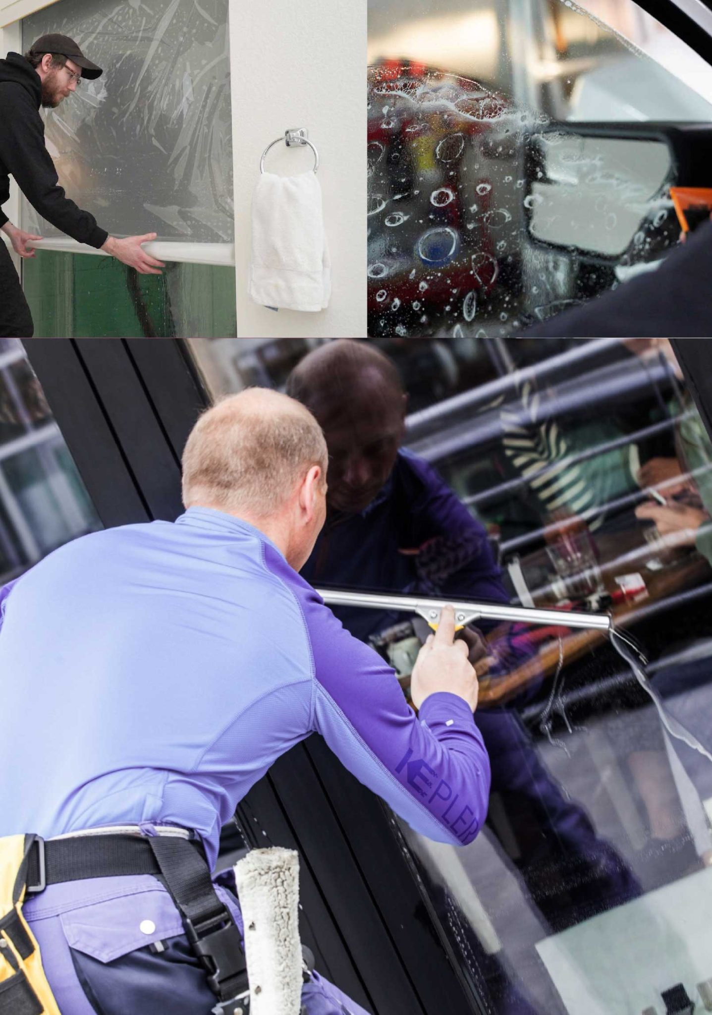 Kepler Skilled Applying Anti-Graffiti Window Film to a Bridgeport Shop Front