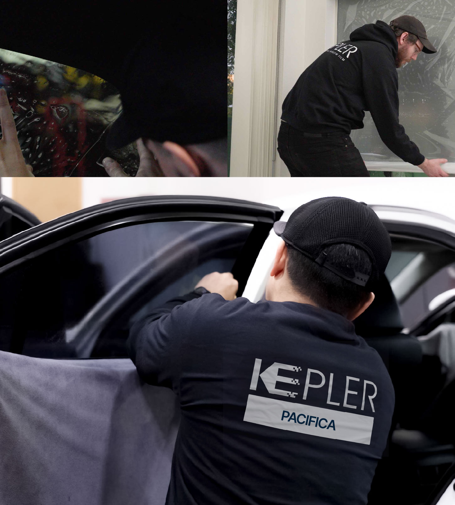 Automotive Window Tinting Expert Applying Film in Pacifica, California