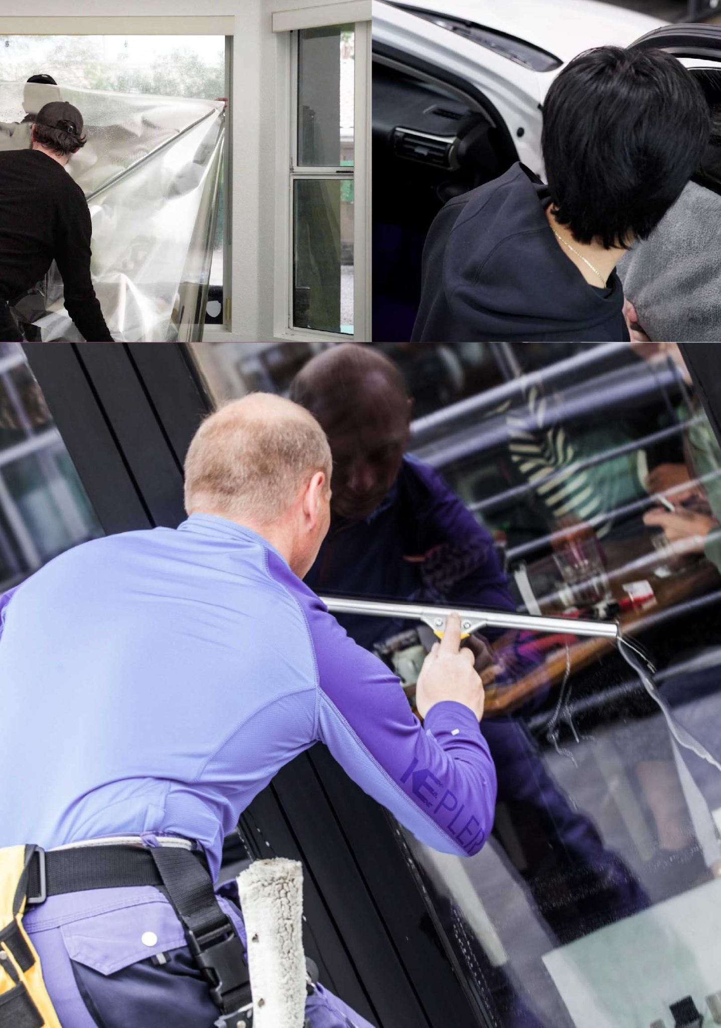 Kepler Expert Applying Anti-Graffiti Window Film to a Darien Shop Front