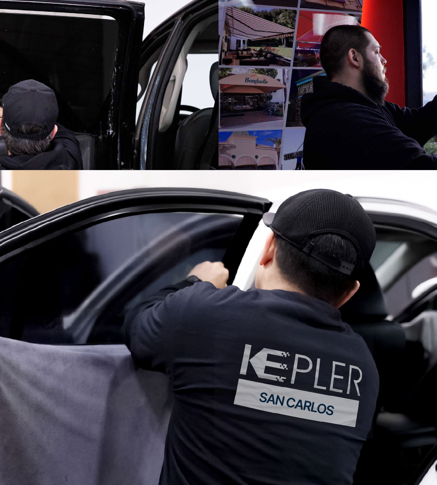 Automotive Window Tinting Expert Applying Film in San Carlos, California