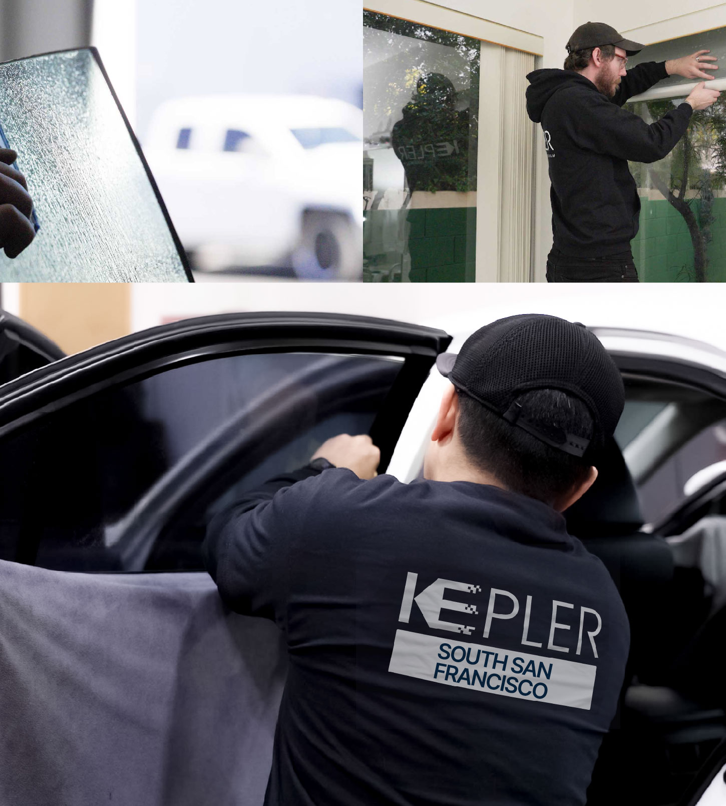 Automotive Window Tinting Expert Applying Film in South San Francisco, California