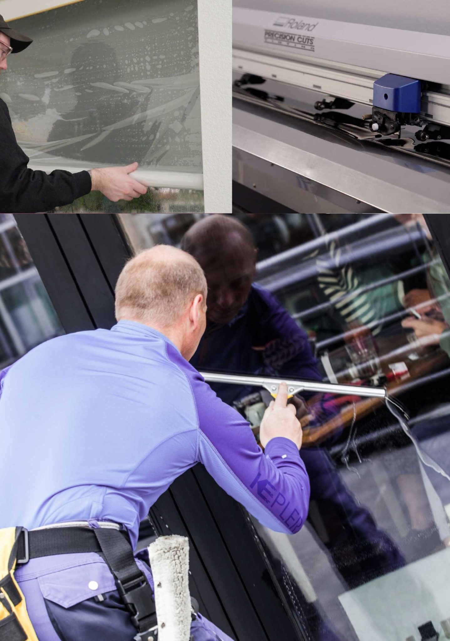 Kepler Expert Applying Anti-Graffiti Window Film to a Carteret Shop Front
