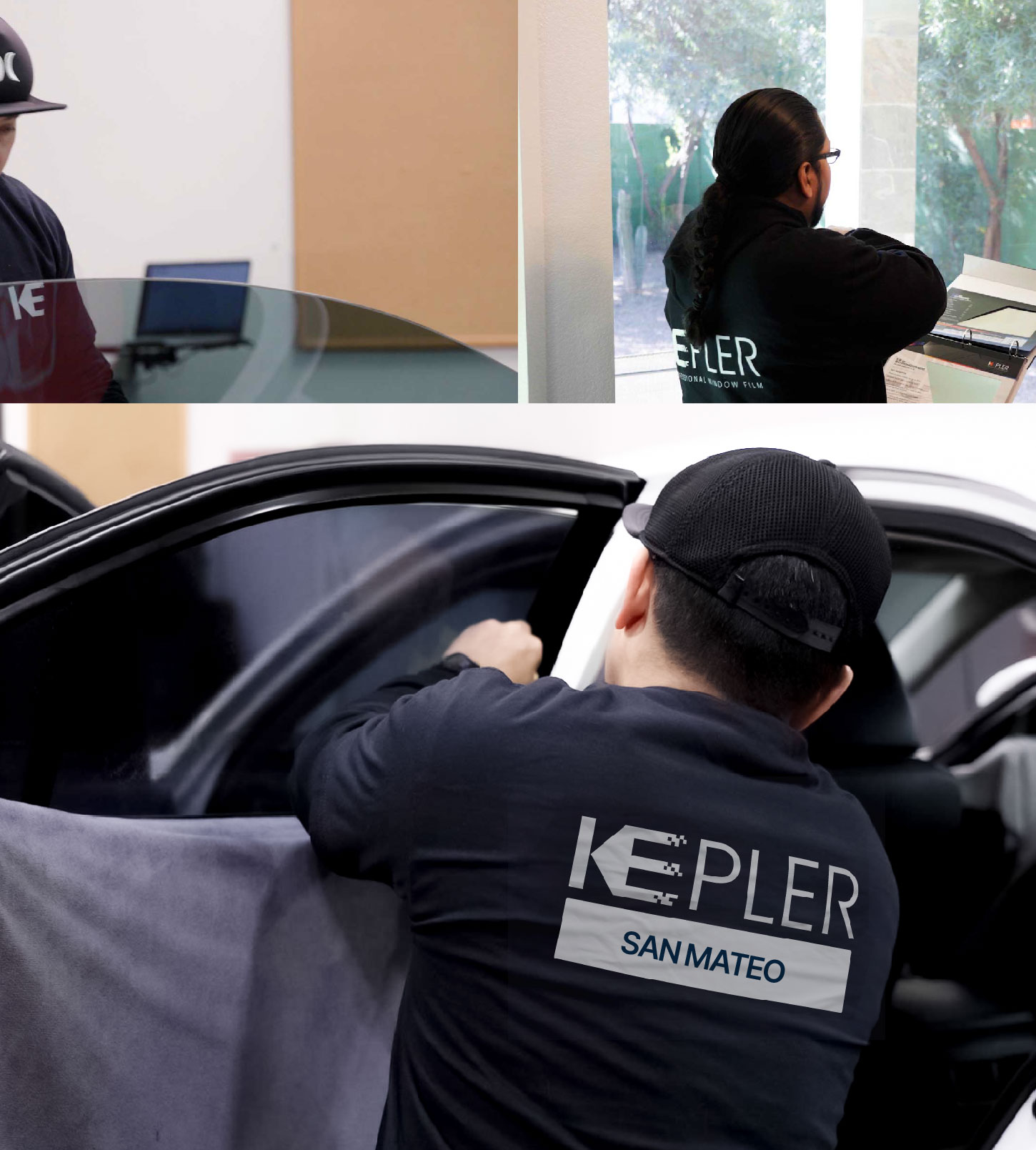 Automotive Window Tinting Expert Applying Film in San Mateo, California