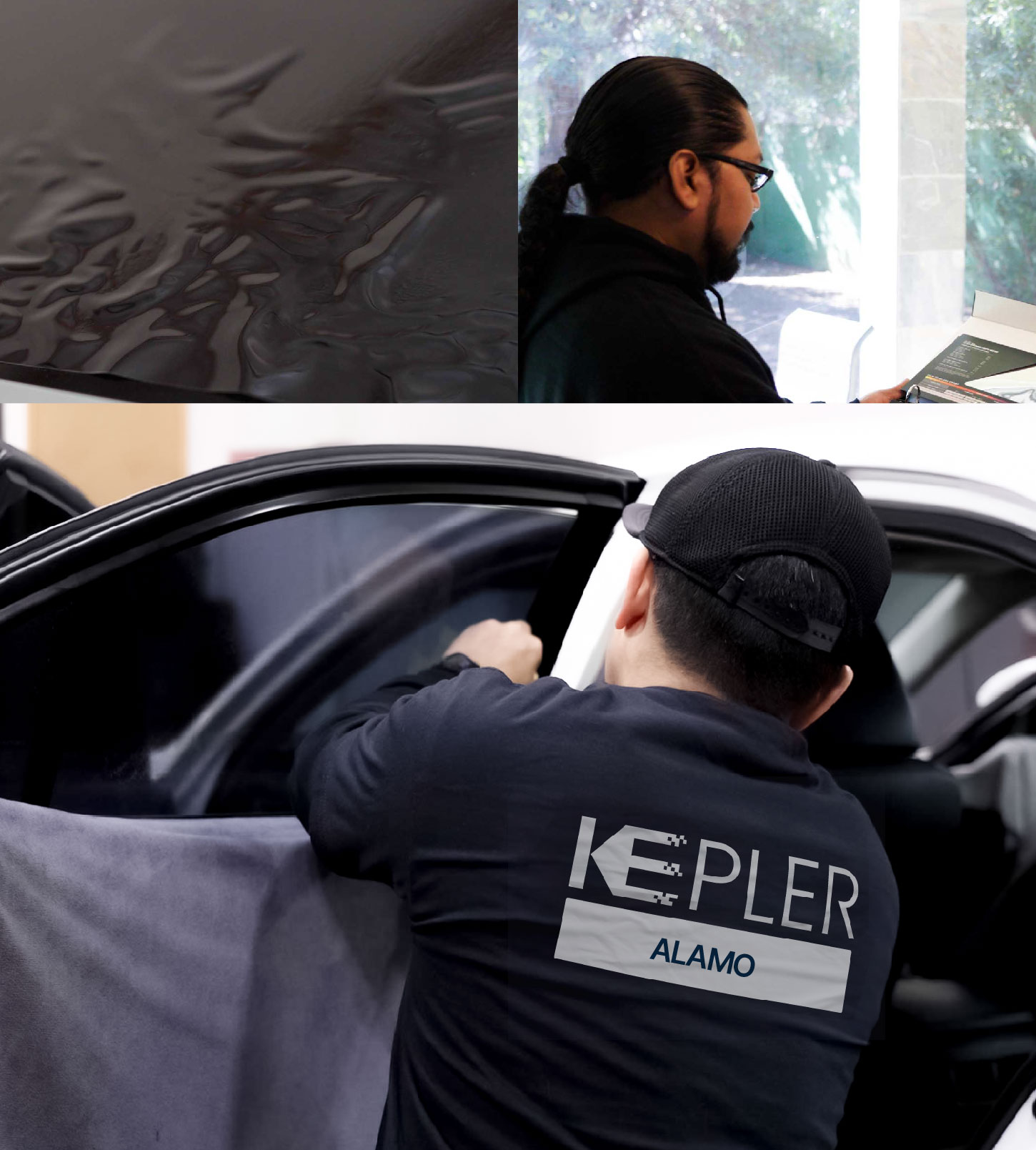 Automotive Window Tinting Expert Applying Film in Alamo, California