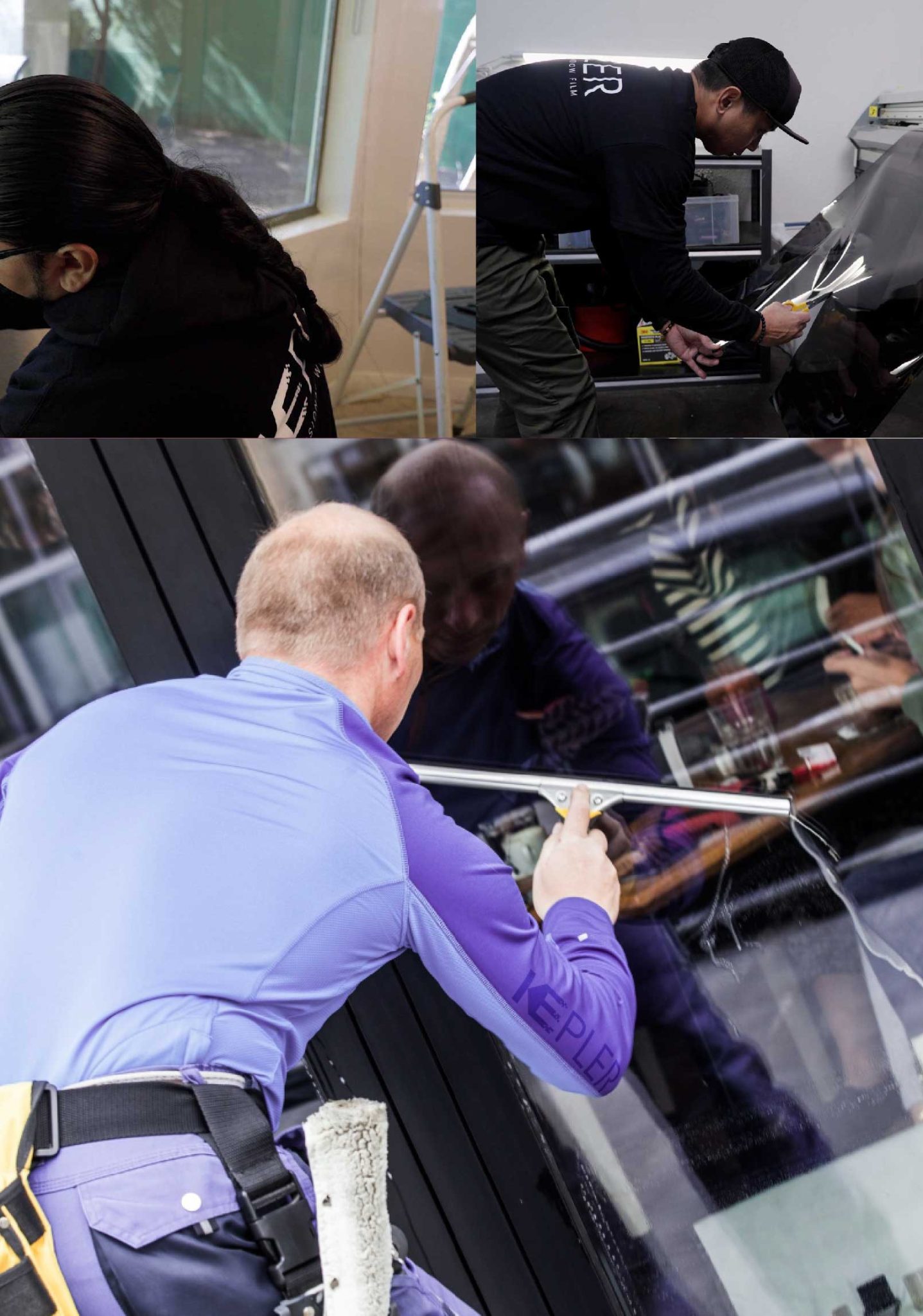 Kepler Professional Applying Anti-Graffiti Window Film to a Plainfield Shop Front