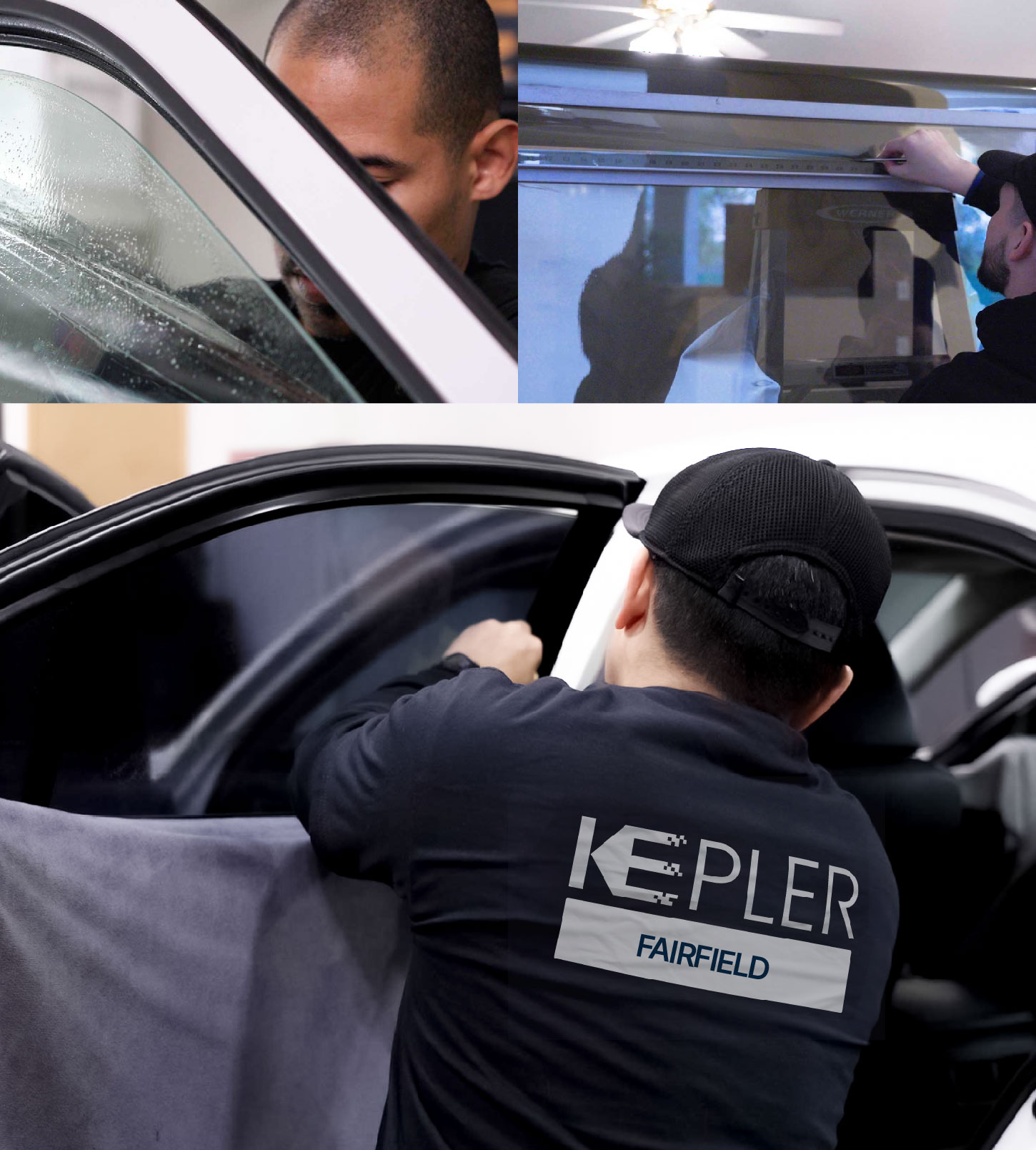 Automotive Window Tinting Expert Applying Film in Fairfield, California