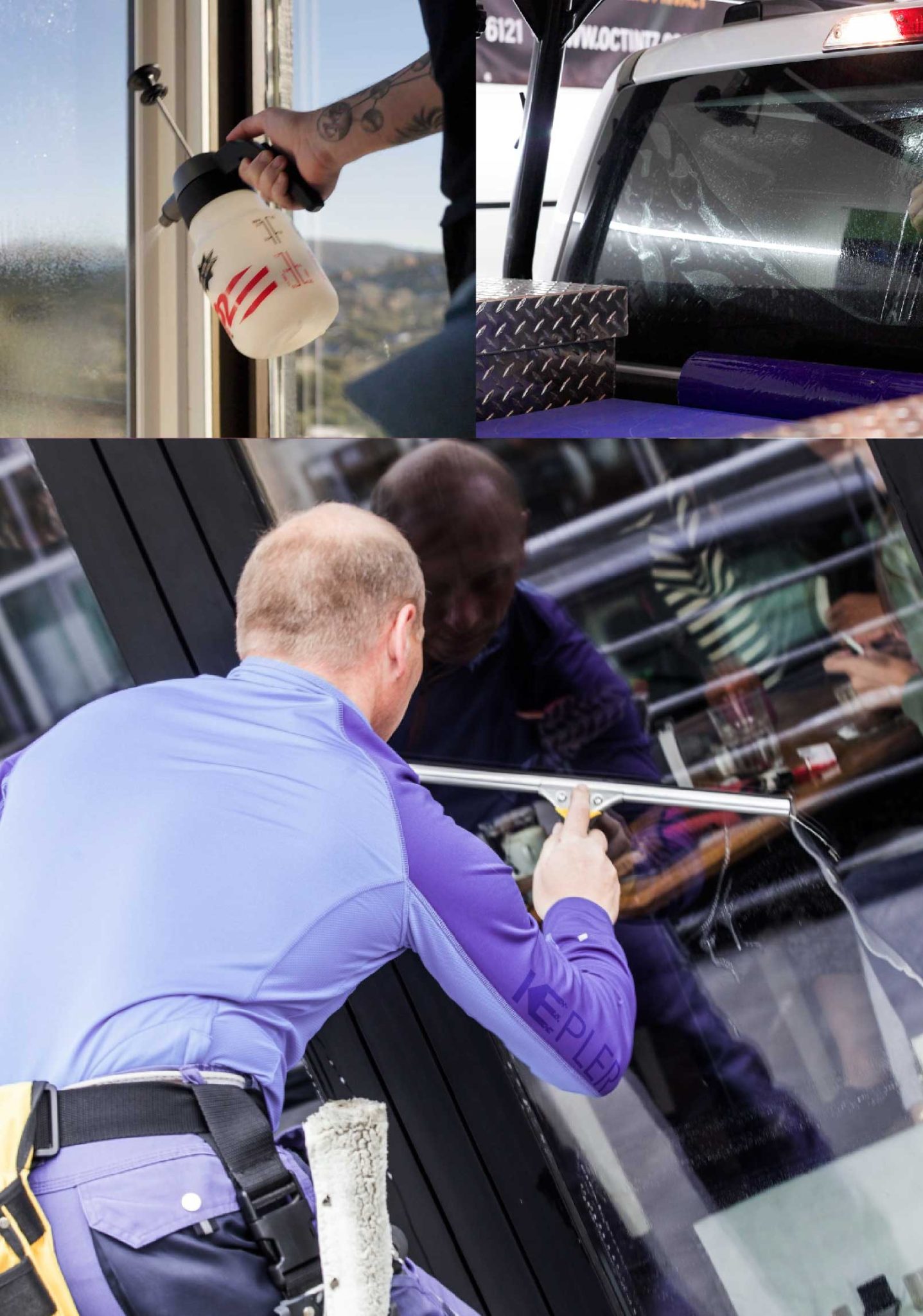 Kepler Skilled Applying Anti-Graffiti Window Film to a Rahway Shop Front