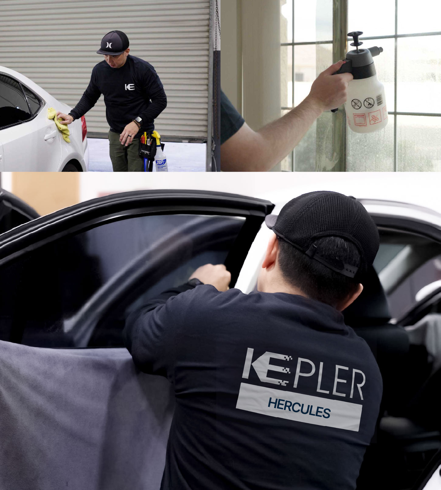 Automotive Window Tinting Expert Applying Film in Hercules, California