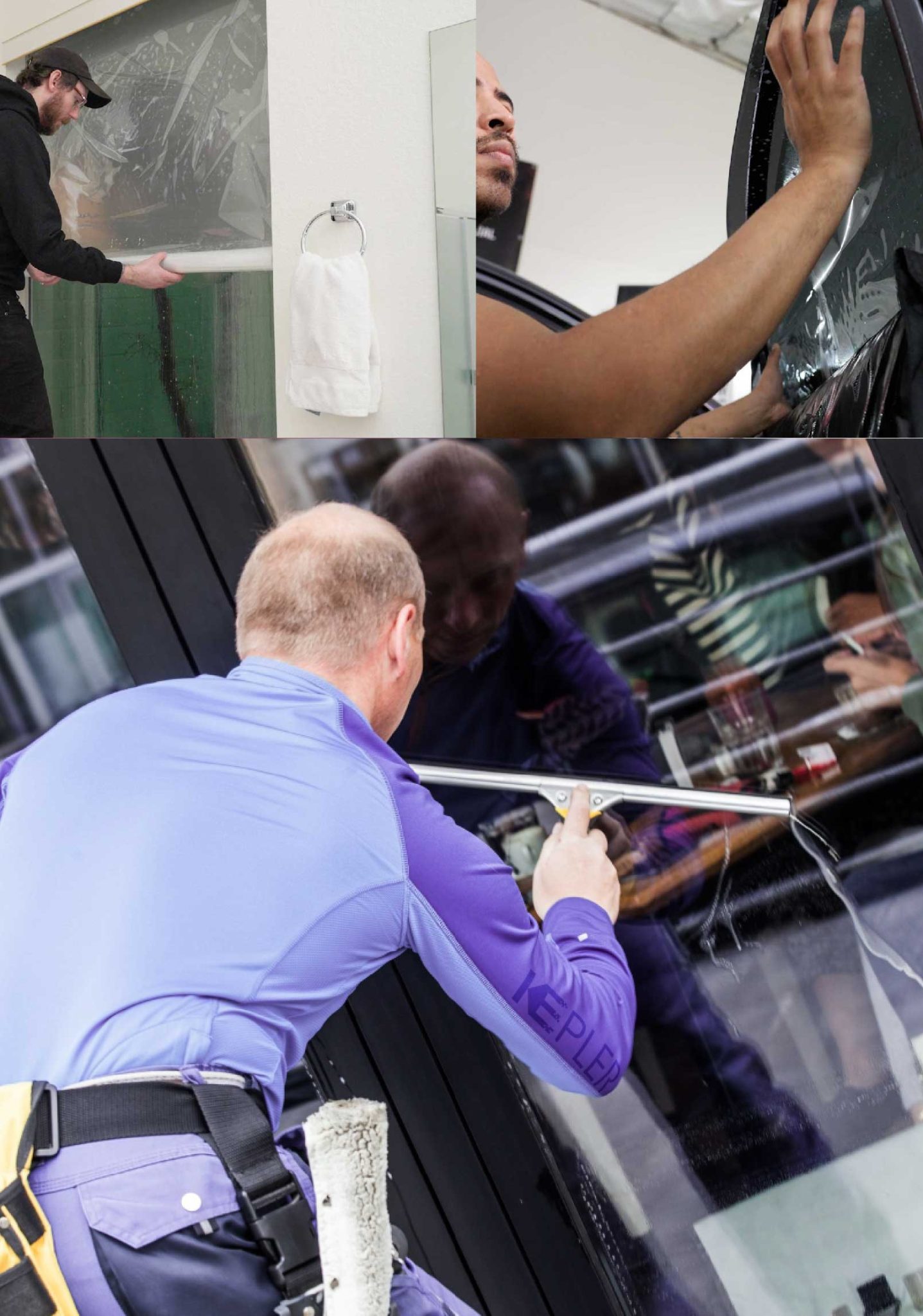 Kepler Professional Applying Anti-Graffiti Window Film to a South Plainfield Shop Front