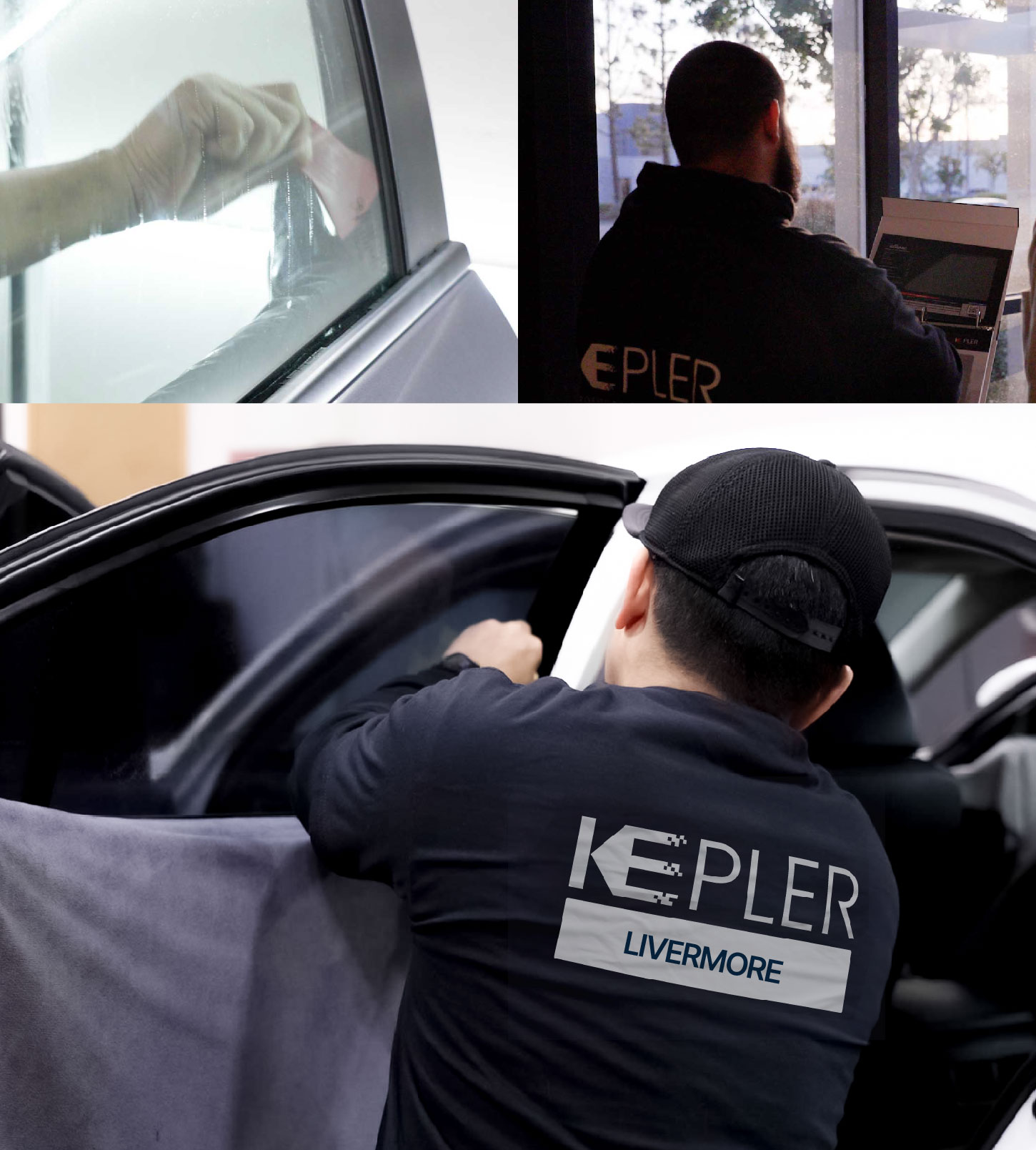 Automotive Window Tinting Expert Applying Film in Livermore, California