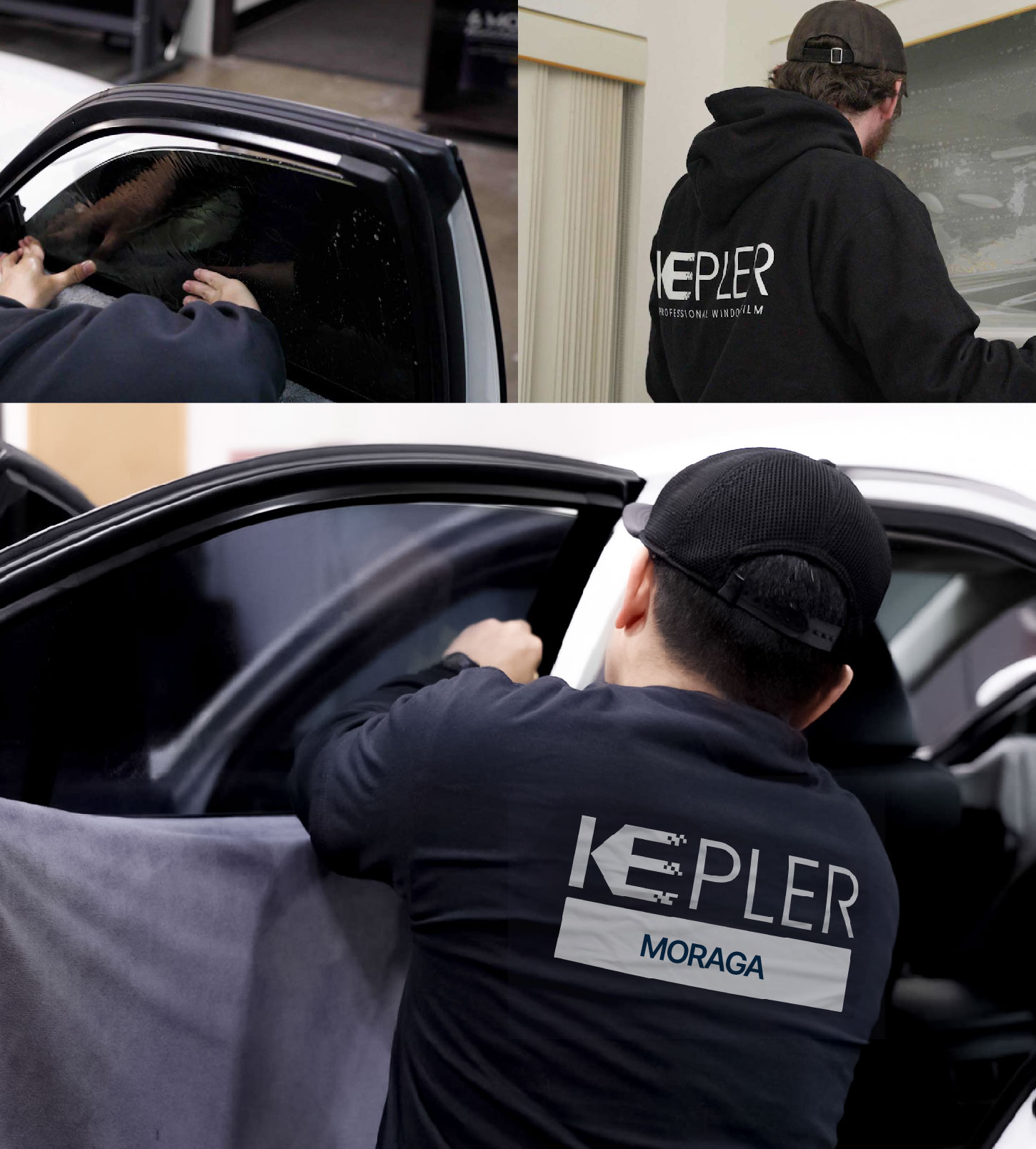 Automotive Window Tinting Expert Applying Film in Moraga, California