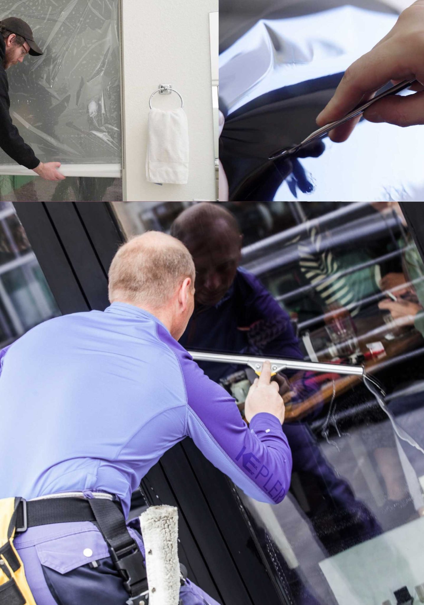Kepler Skilled Applying Anti-Graffiti Window Film to a Belleville Shop Front