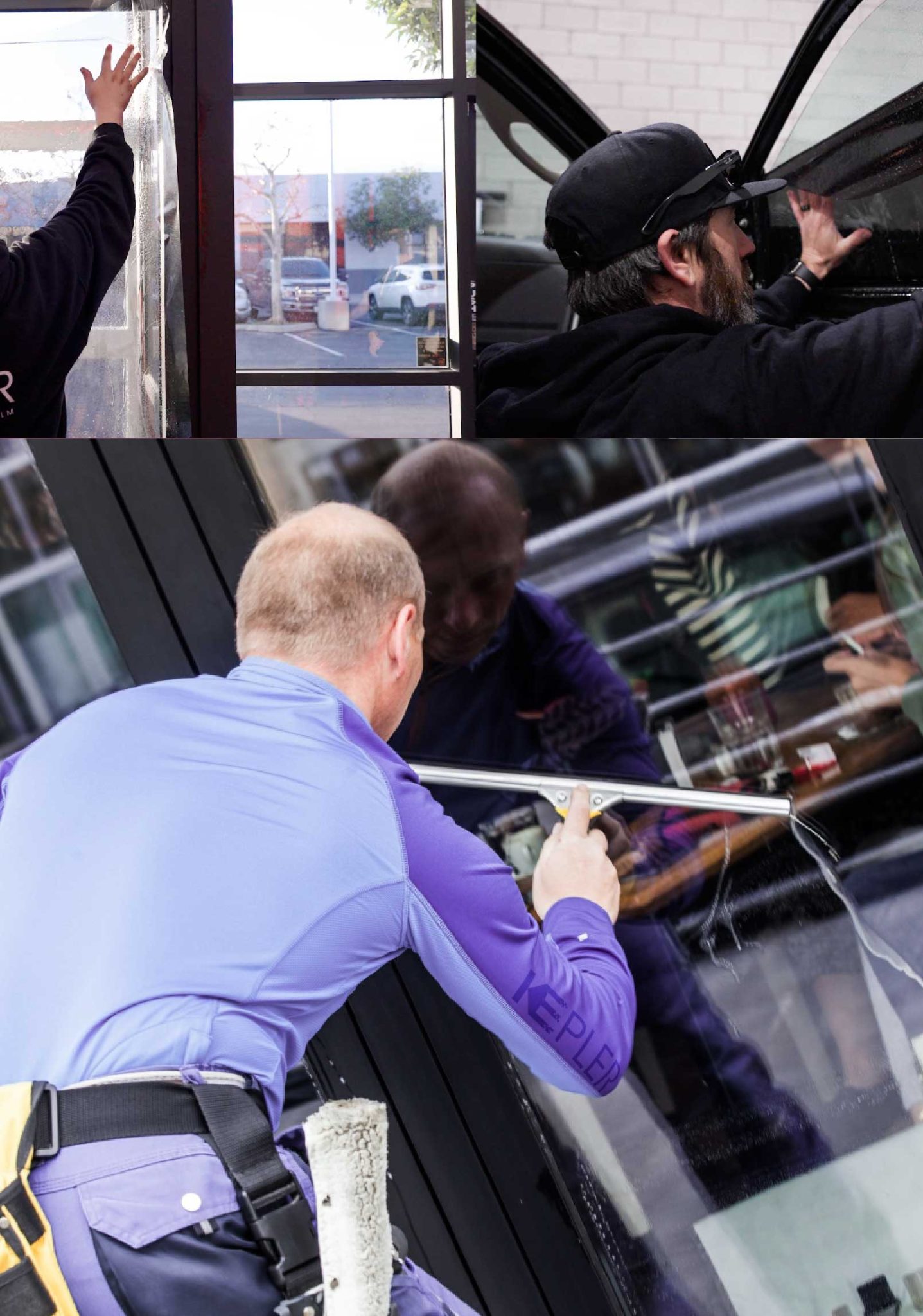Kepler Skilled Applying Anti-Graffiti Window Film to a Elizabeth Shop Front