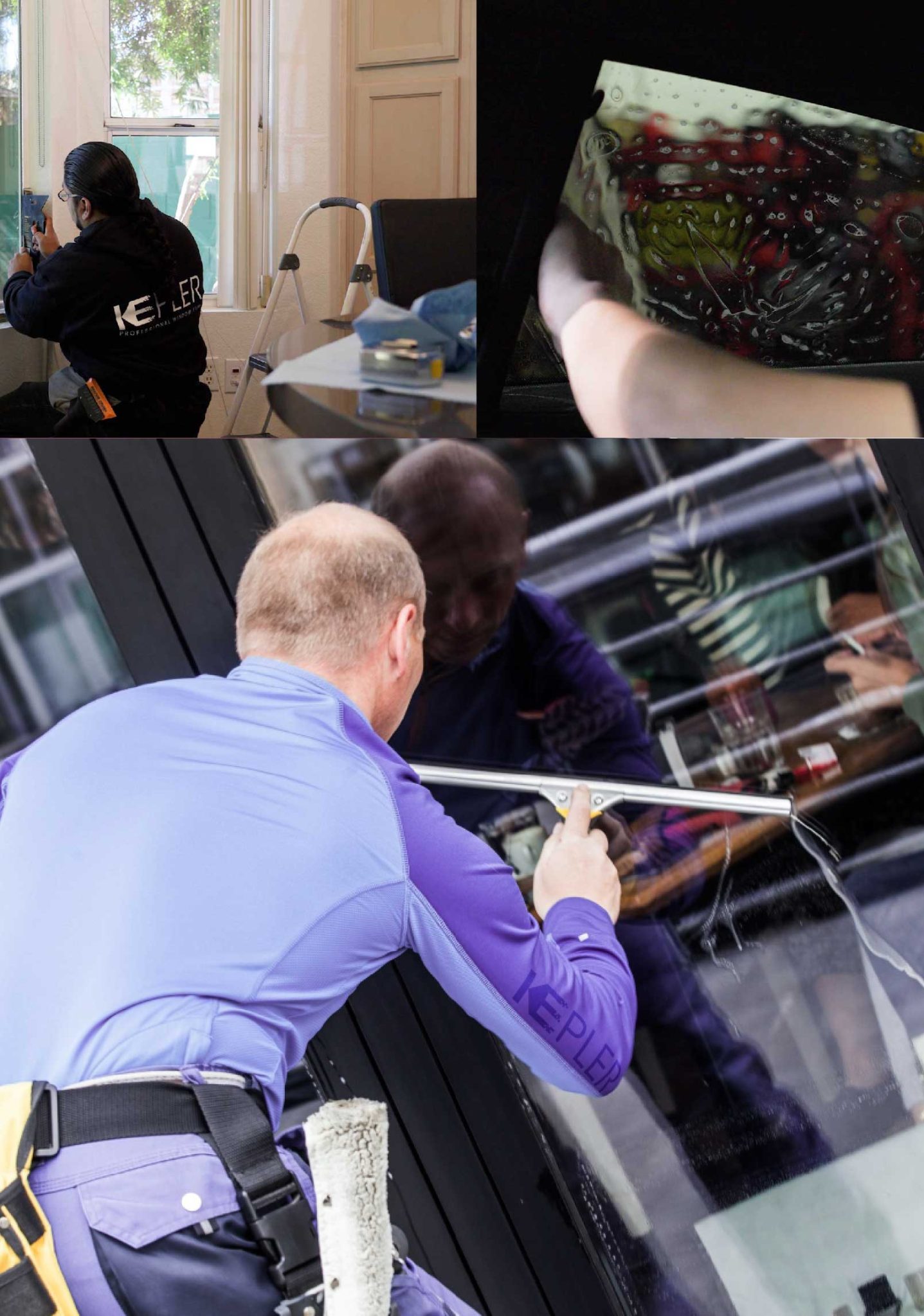 Kepler Skilled Applying Anti-Graffiti Window Film to a Elmwood Park Shop Front