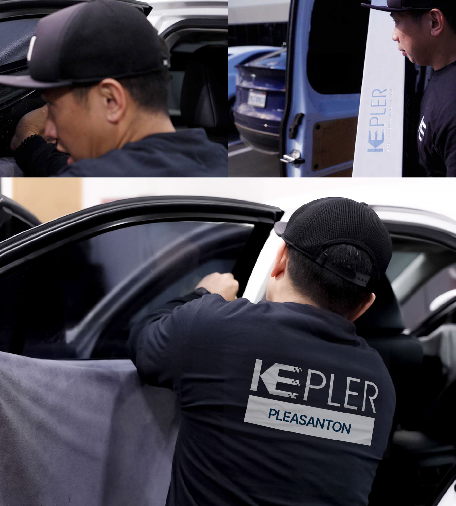 Automotive Window Tinting Expert Applying Film in Pleasanton, California
