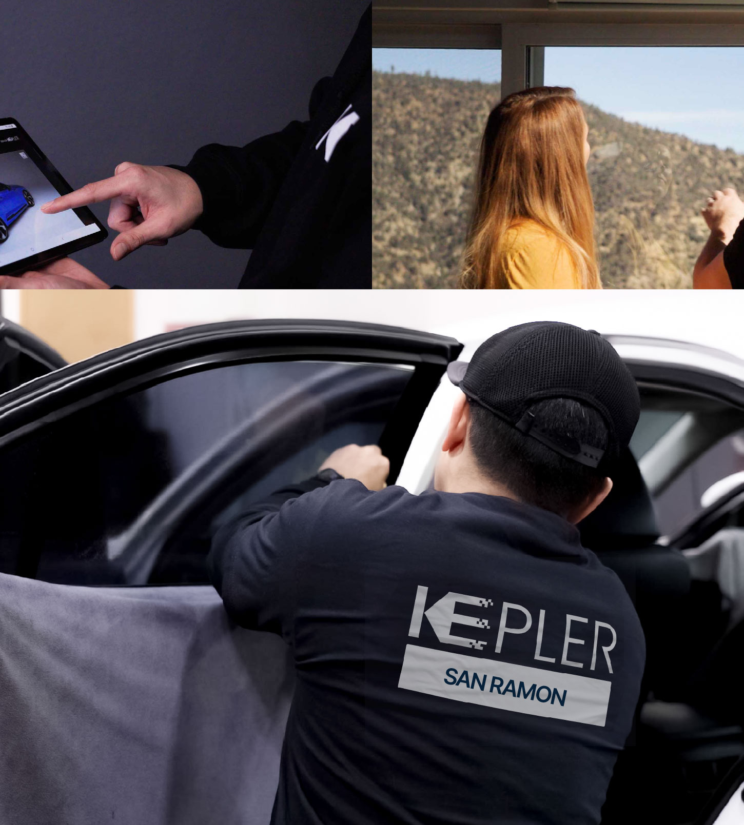Automotive Window Tinting Expert Applying Film in San Ramon, California