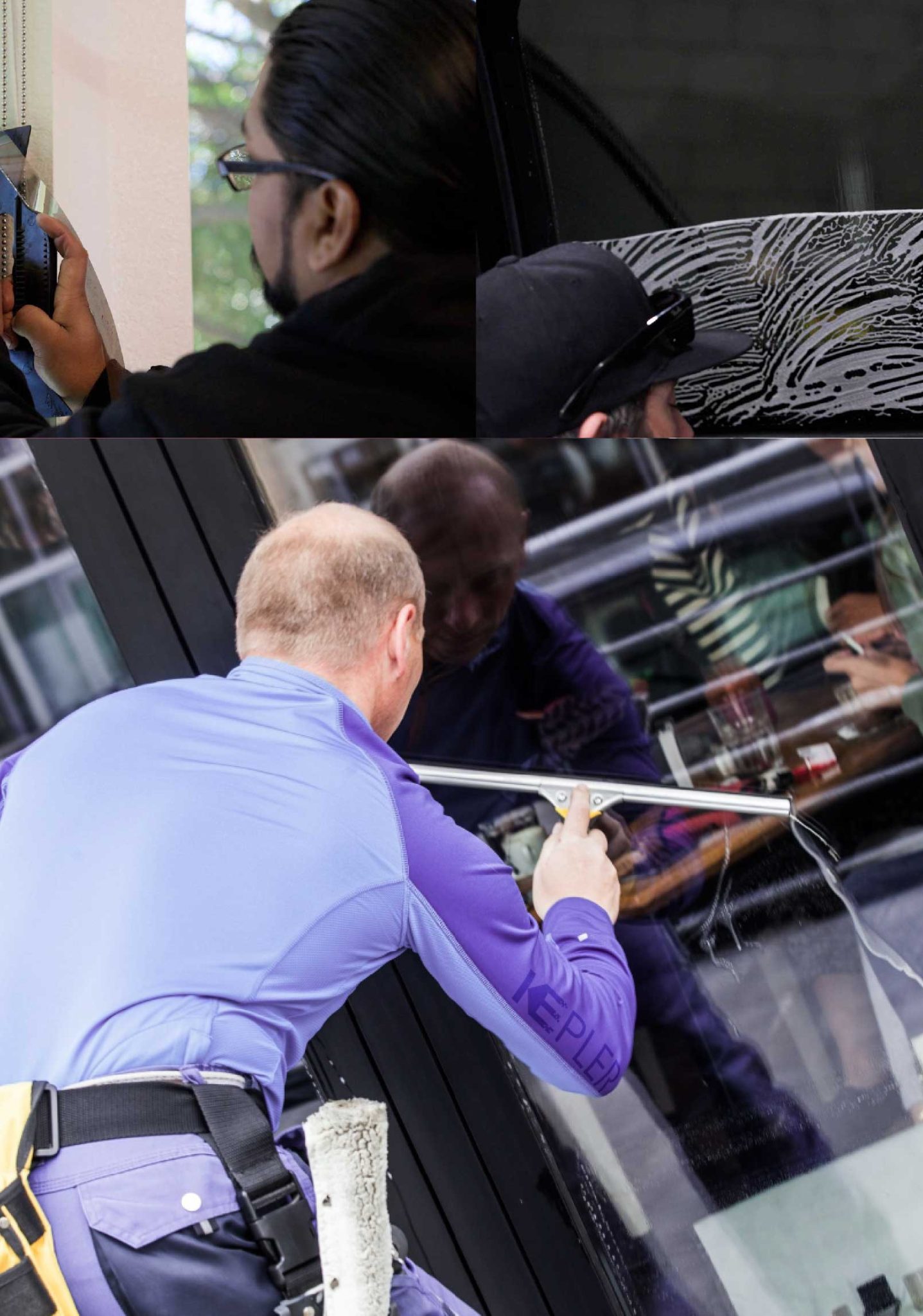Kepler Professional Applying Anti-Graffiti Window Film to a New Milford Shop Front