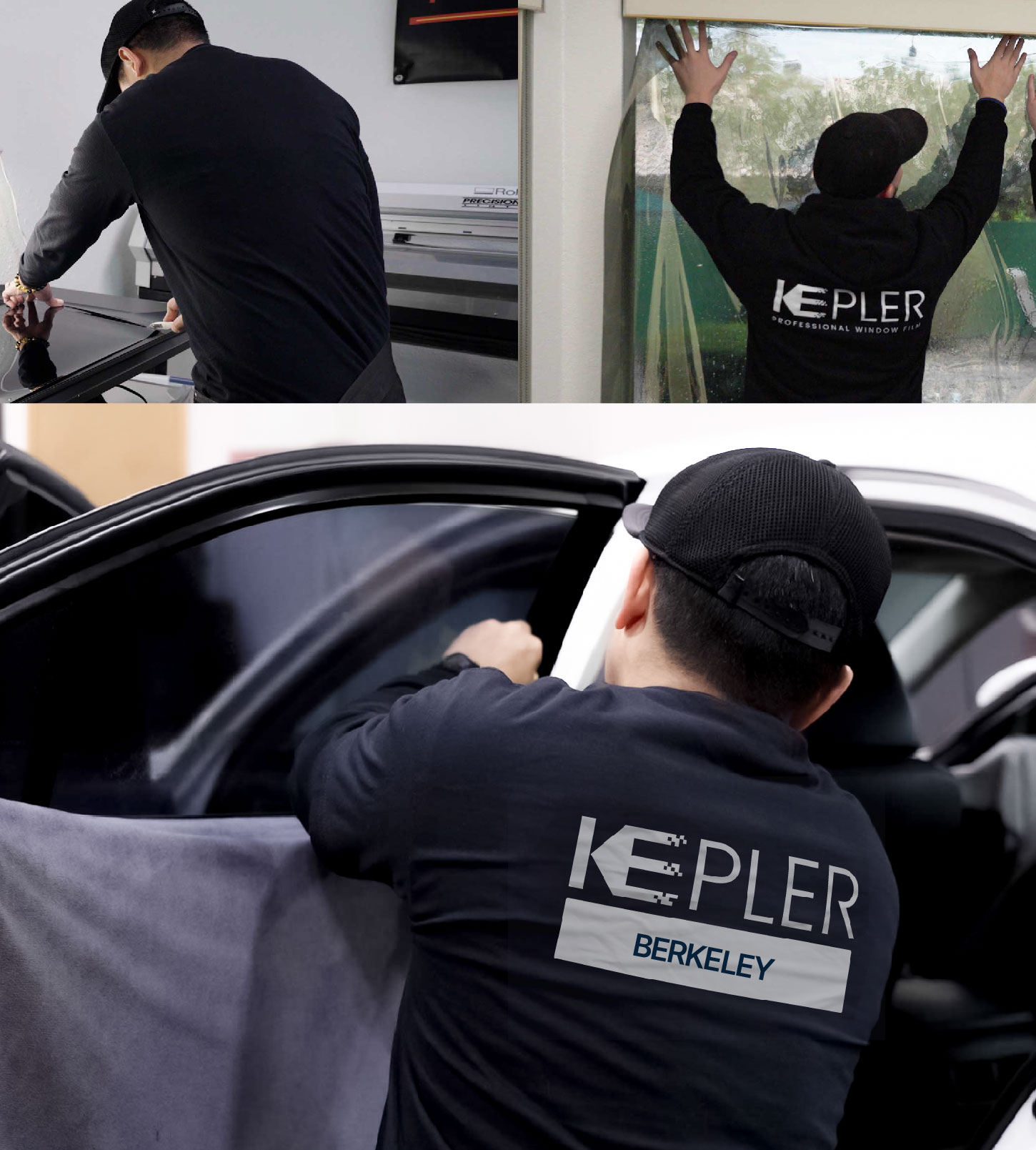 Automotive Window Tinting Expert Applying Film in Berkeley, California