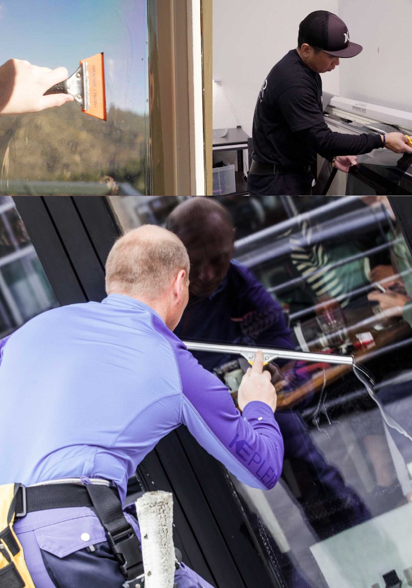 Kepler Skilled Applying Anti-Graffiti Window Film to a Paramus Shop Front