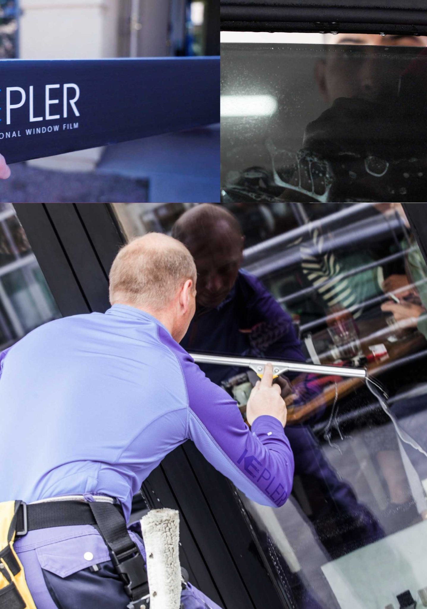 Kepler Skilled Applying Anti-Graffiti Window Film to a Holmdel Shop Front