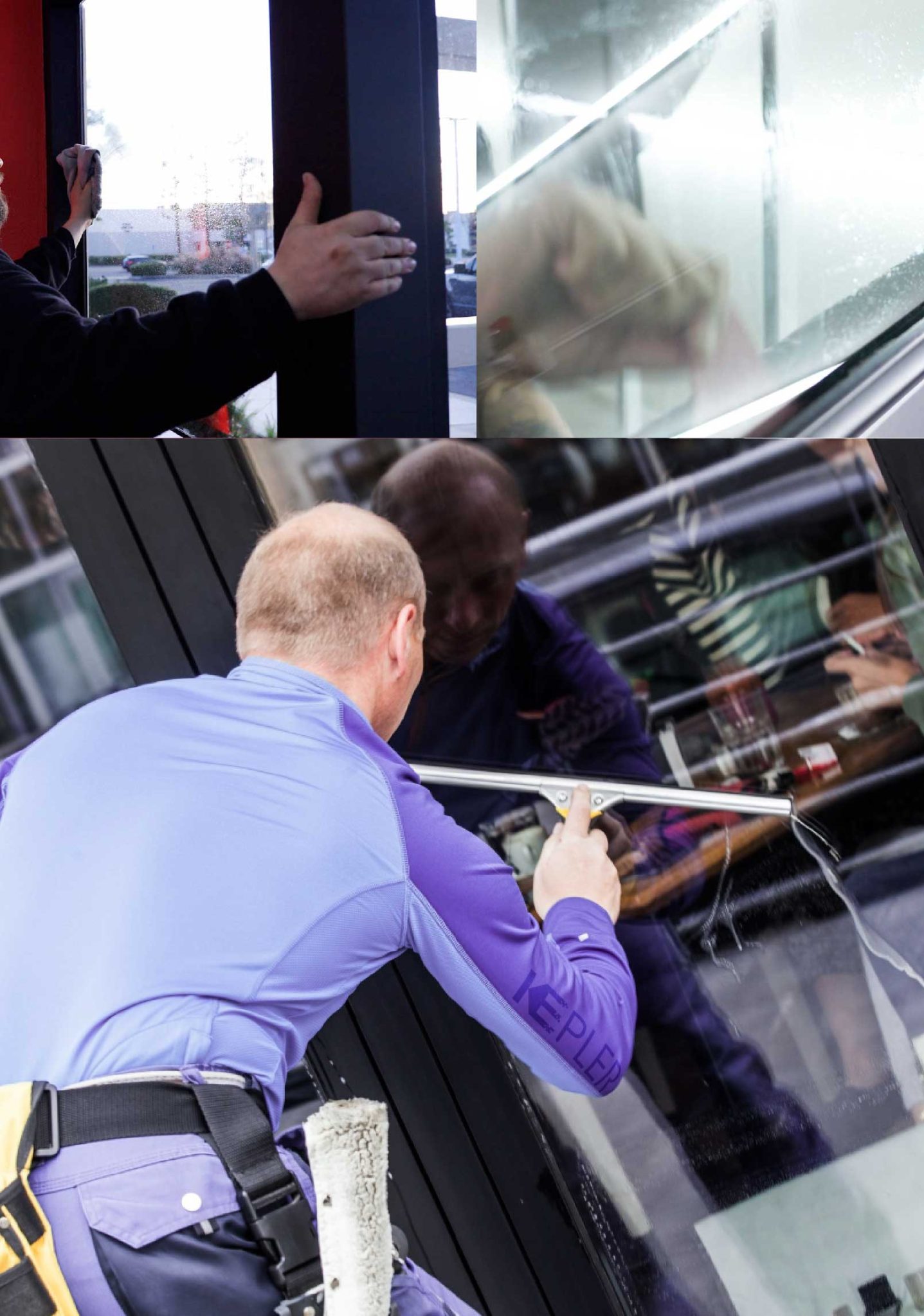 Kepler Professional Applying Anti-Graffiti Window Film to a Denville Shop Front