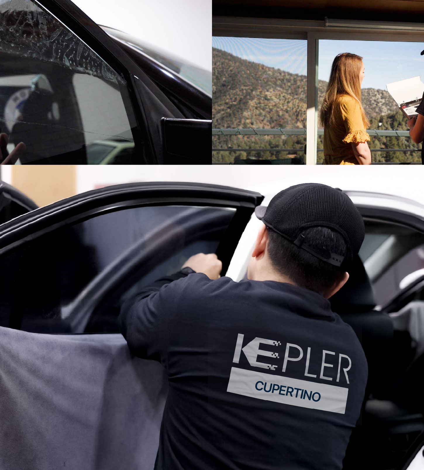 Automotive Window Tinting Expert Applying Film in Cupertino, California