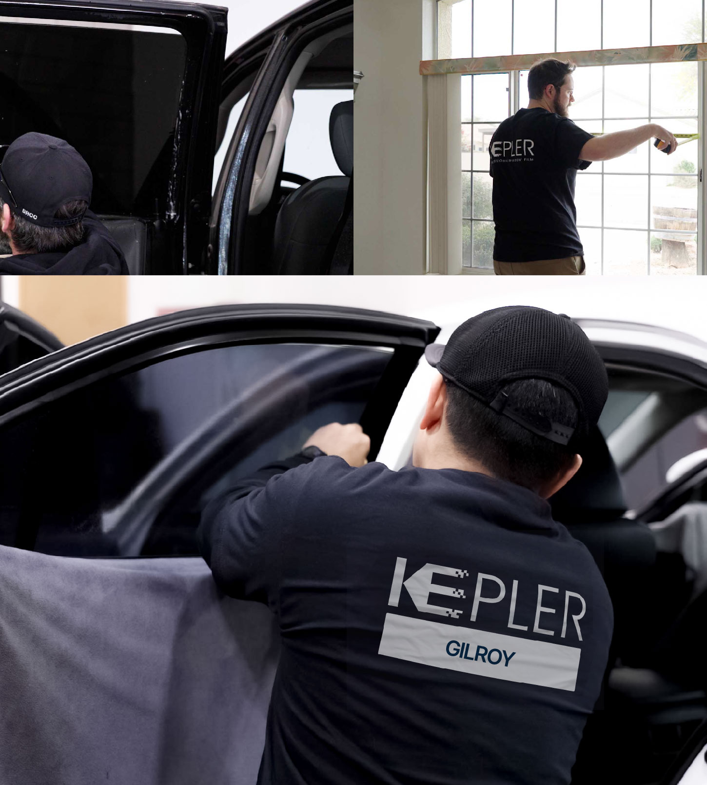 Automotive Window Tinting Expert Applying Film in Gilroy, California