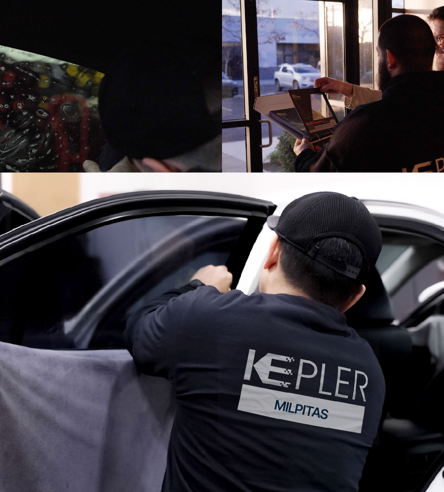 Automotive Window Tinting Expert Applying Film in Milpitas, California