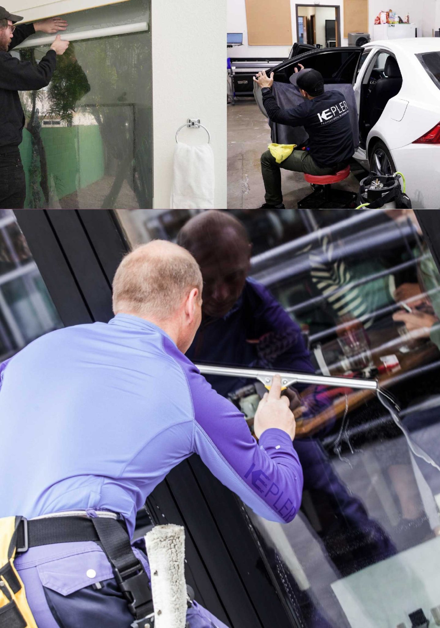Kepler Expert Applying Anti-Graffiti Window Film to a Maple Shade Shop Front